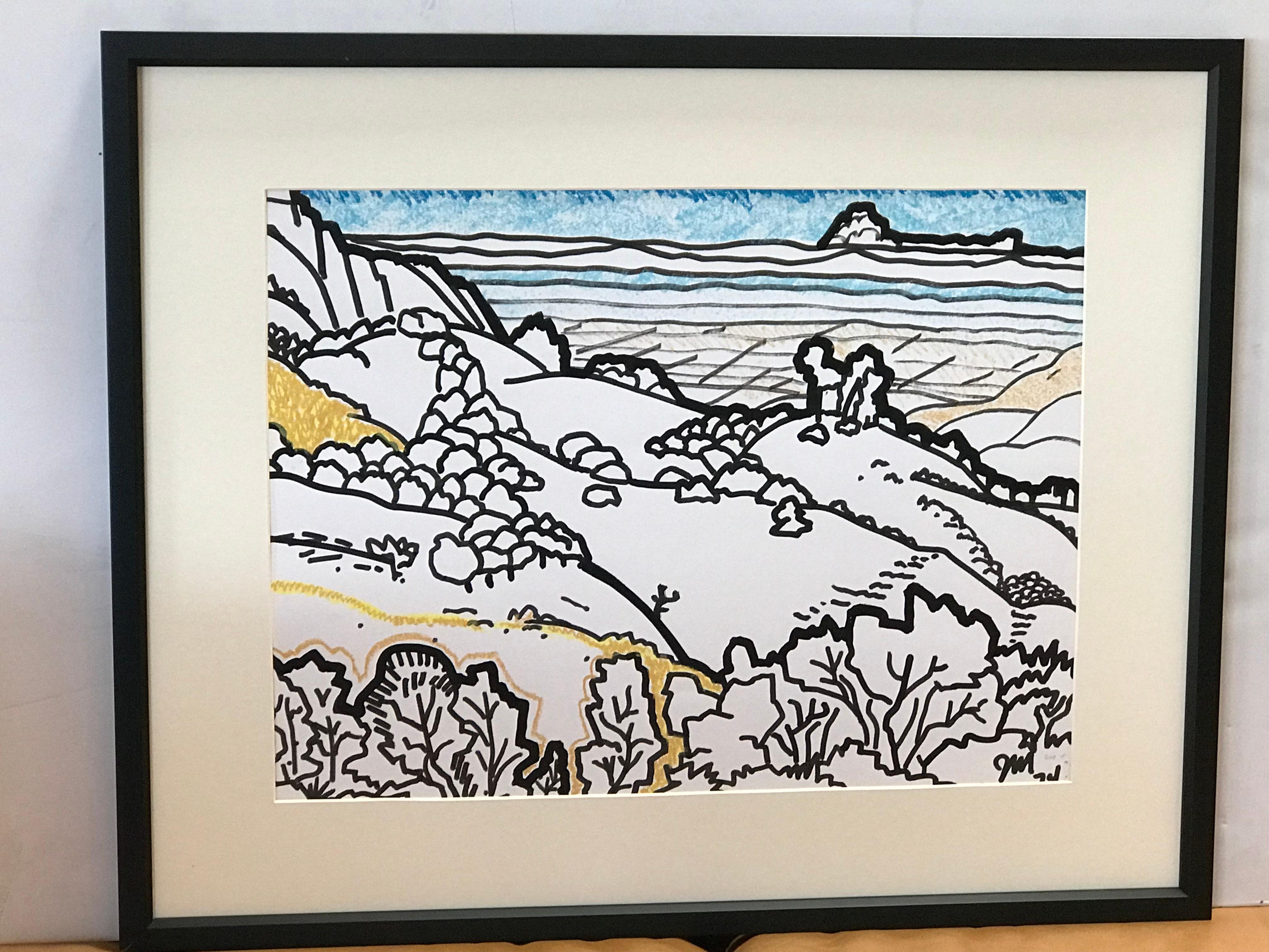 Framed serene landscape watercolor by James McCray (1912-1993), signed by the artist and dated 1976.
McCray taught at the California School of Fine Arts in San Francisco during the 1940's. He had solo and group exhibitions from 1935-1966. Among