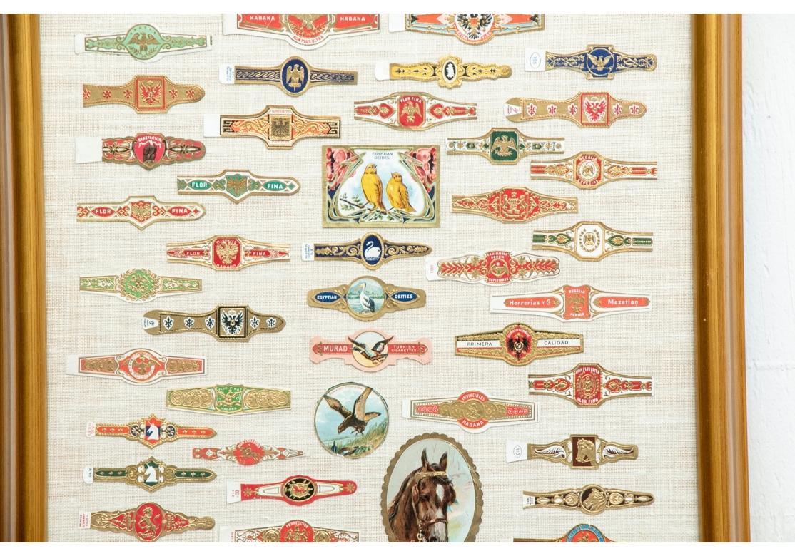 Framed Large Collection Of Vintage Cigar Bands In Good Condition For Sale In Bridgeport, CT