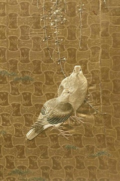 Framed Large Japanese Relief Embroidery Textile
