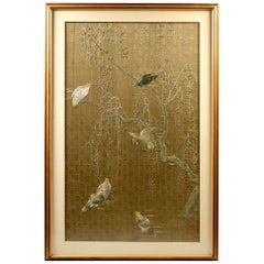 Antique Framed Large Japanese Relief Embroidery Textile 