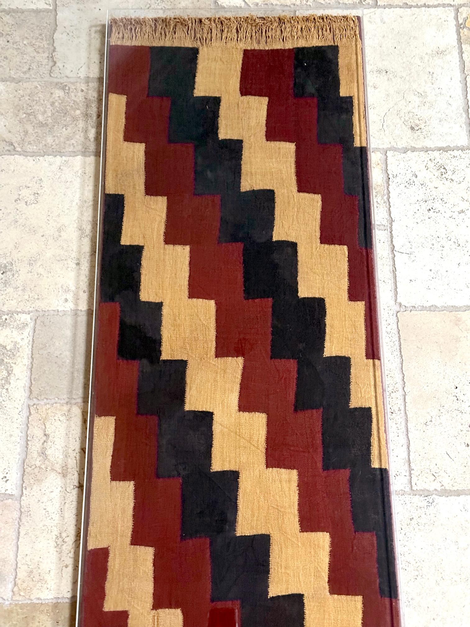 Pre-Columbian Framed Large Nazca Wari Textile Panel with Geometrical Design For Sale