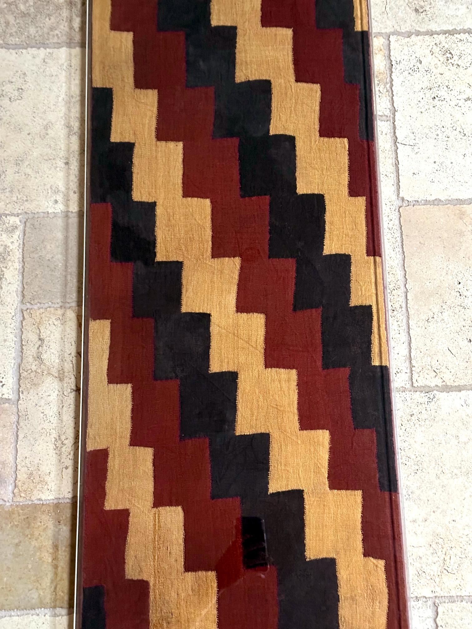 Peruvian Framed Large Nazca Wari Textile Panel with Geometrical Design For Sale