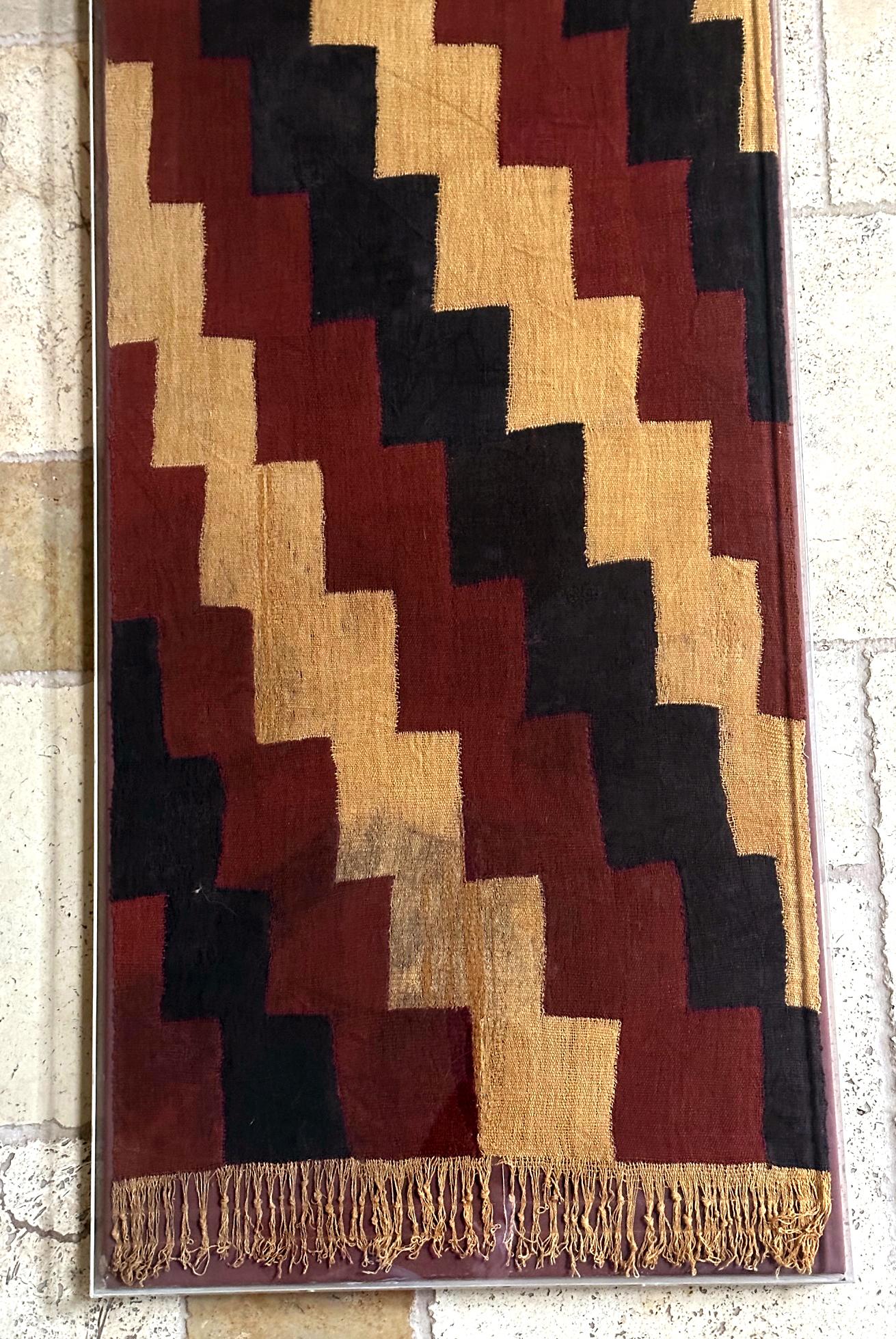 Framed Large Nazca Wari Textile Panel with Geometrical Design In Good Condition For Sale In Atlanta, GA