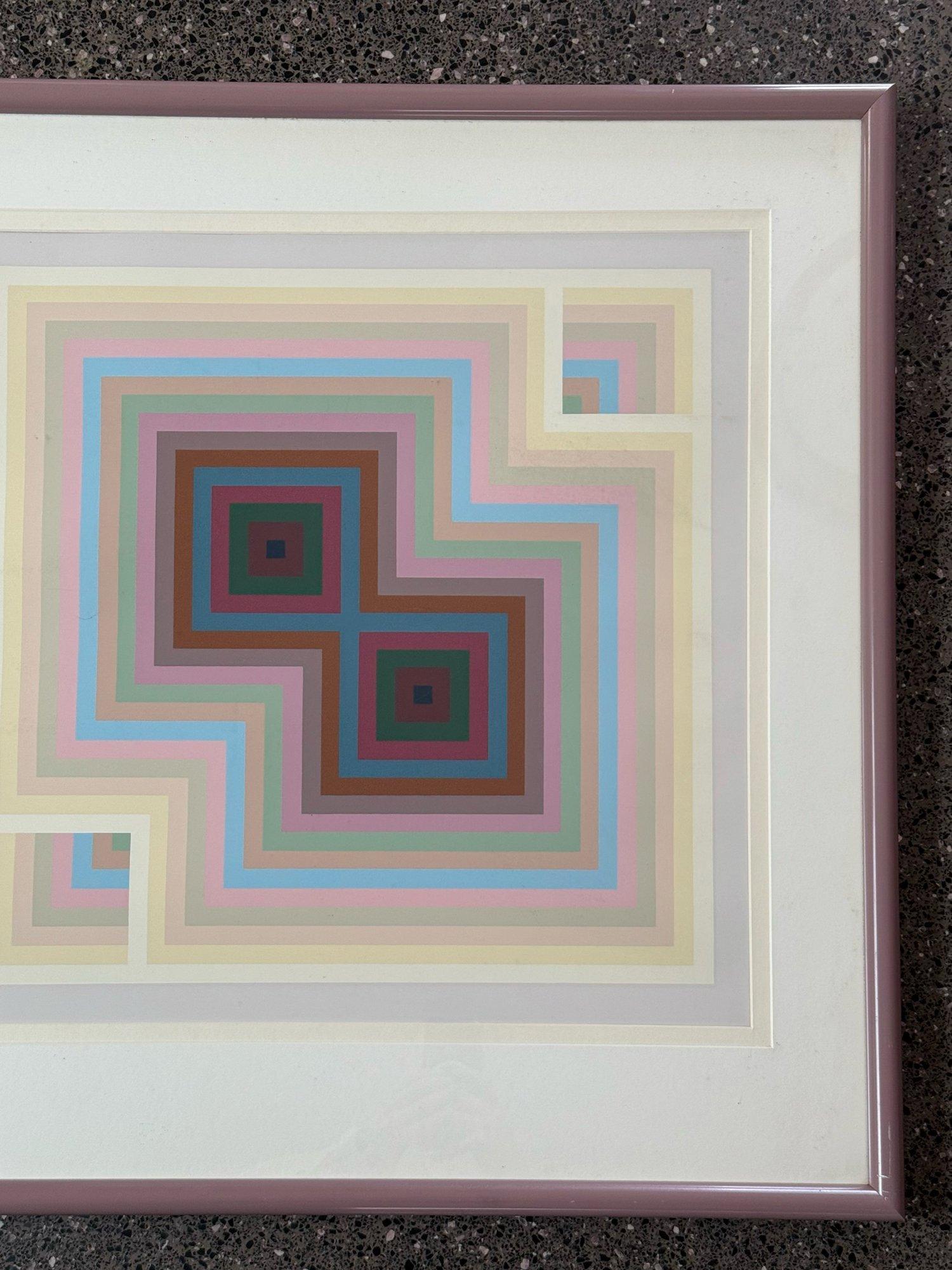 Gerahmtes großes OP-Kunstwerk (Ende des 20. Jahrhunderts) im Angebot