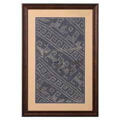 Gran panel textil de gasa precolombino enmarcado Cultura Chancay
