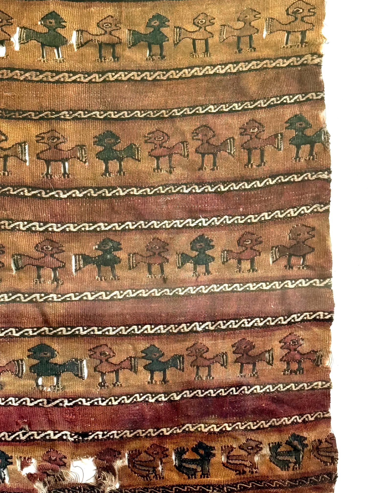 Framed Large Pre-Columbian Woven Textile Fragment from Chimu Chancay Culture For Sale 6