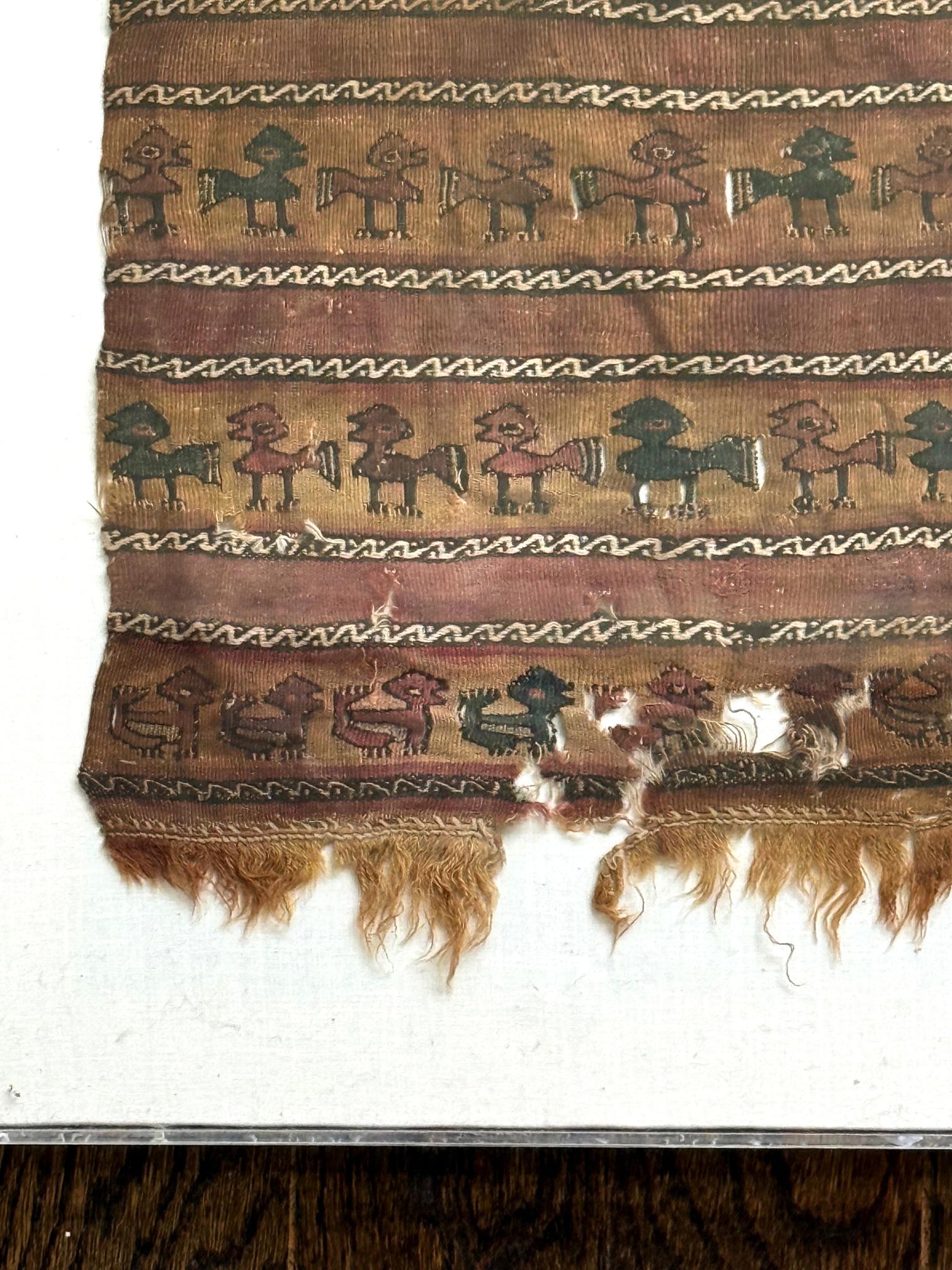 Framed Large Pre-Columbian Woven Textile Fragment from Chimu Chancay Culture For Sale 7