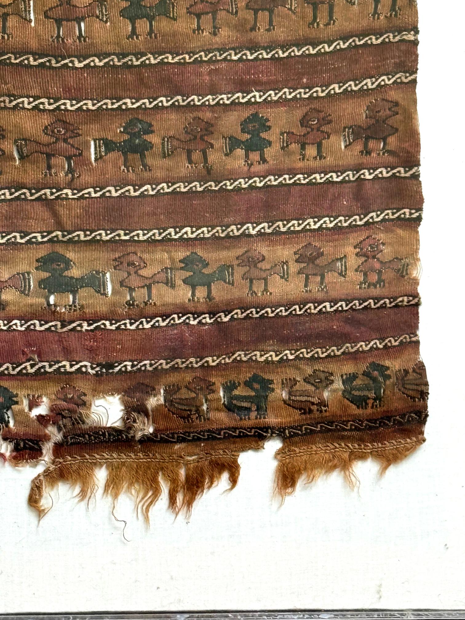Framed Large Pre-Columbian Woven Textile Fragment from Chimu Chancay Culture For Sale 8