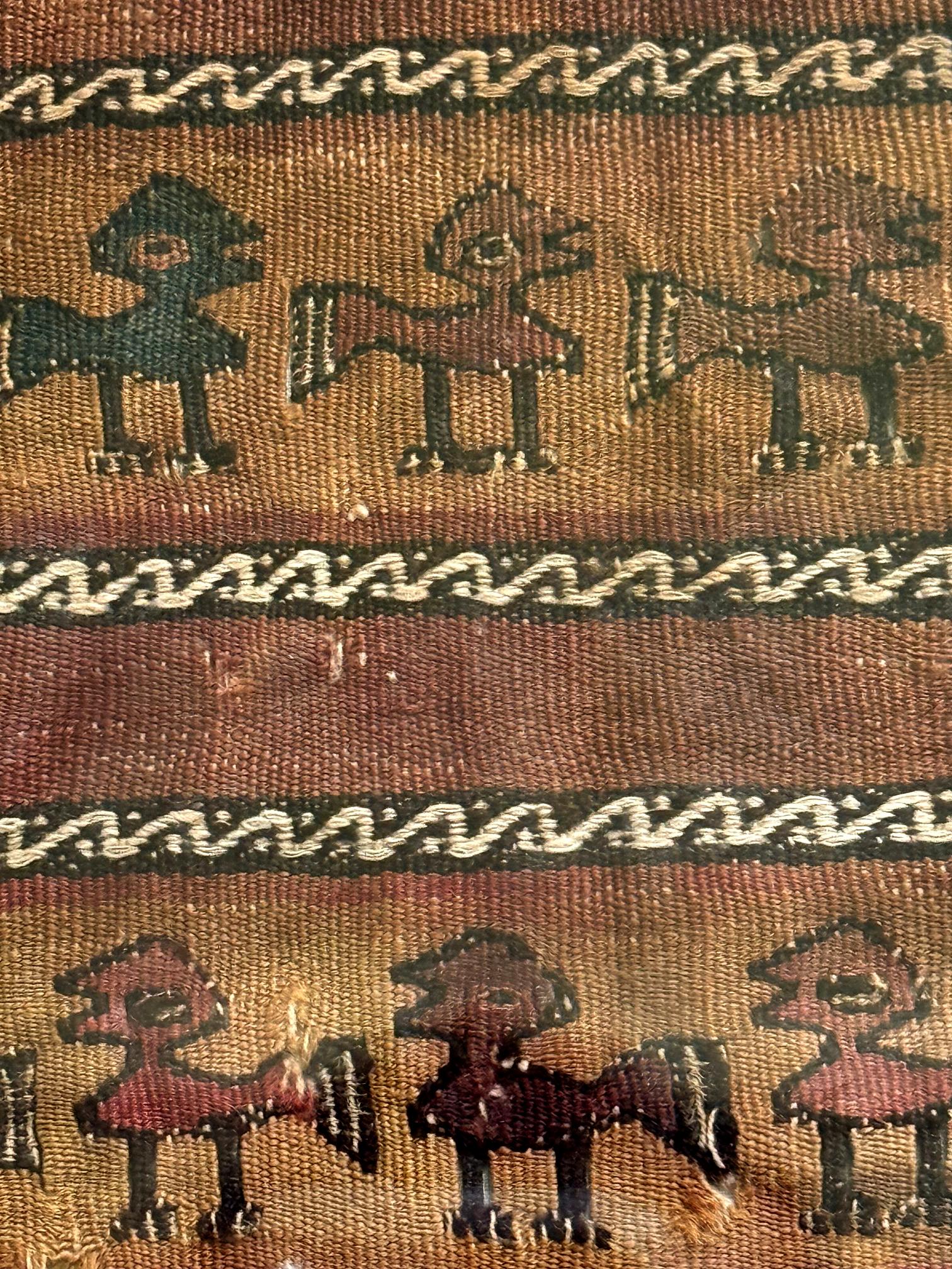 Framed Large Pre-Columbian Woven Textile Fragment from Chimu Chancay Culture For Sale 9