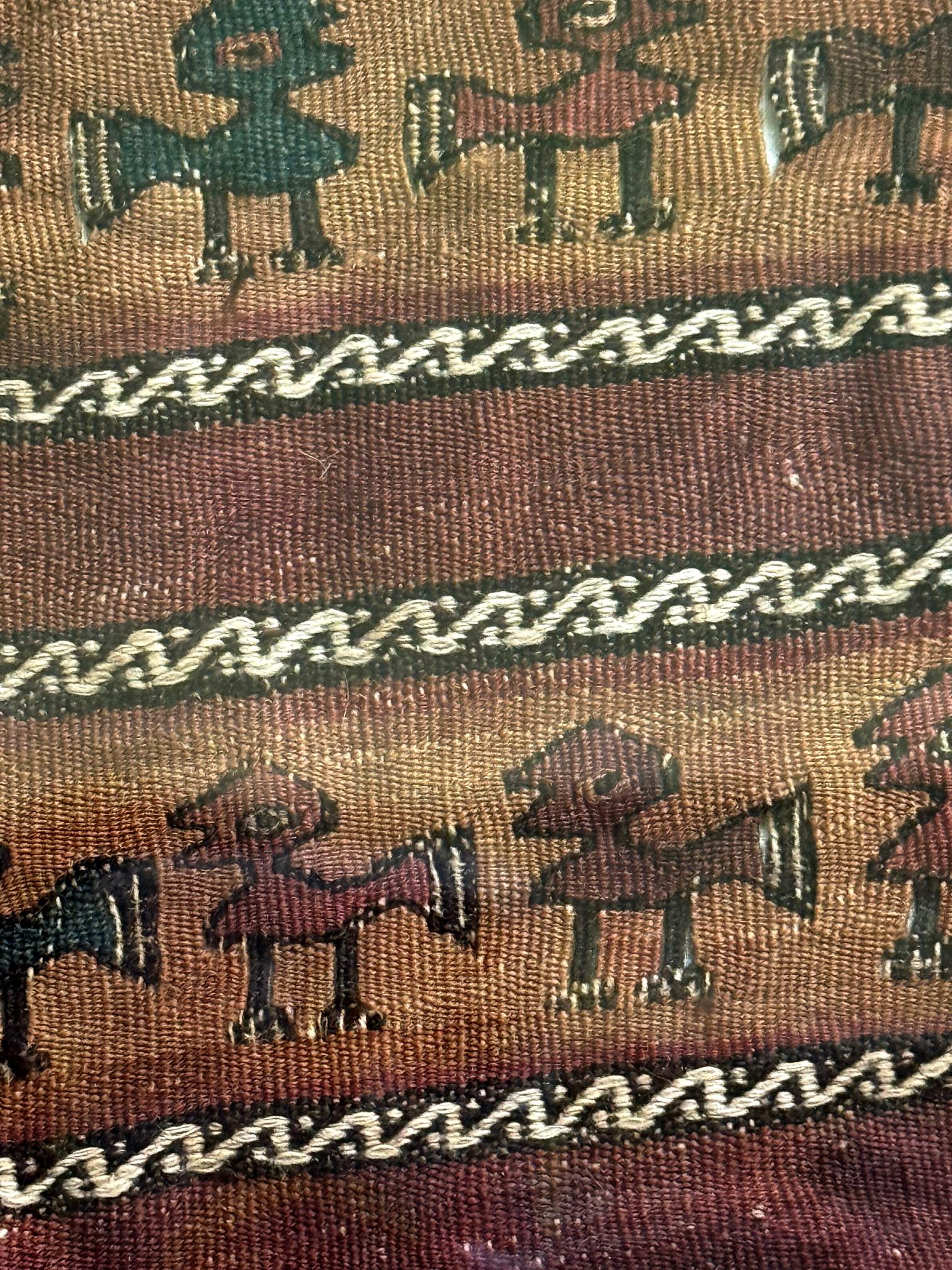 Framed Large Pre-Columbian Woven Textile Fragment from Chimu Chancay Culture For Sale 10