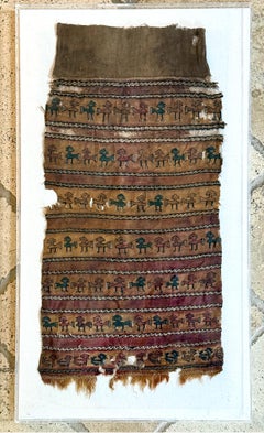Framed Large Pre-Columbian Woven Textile Fragment from Chimu Chancay Culture