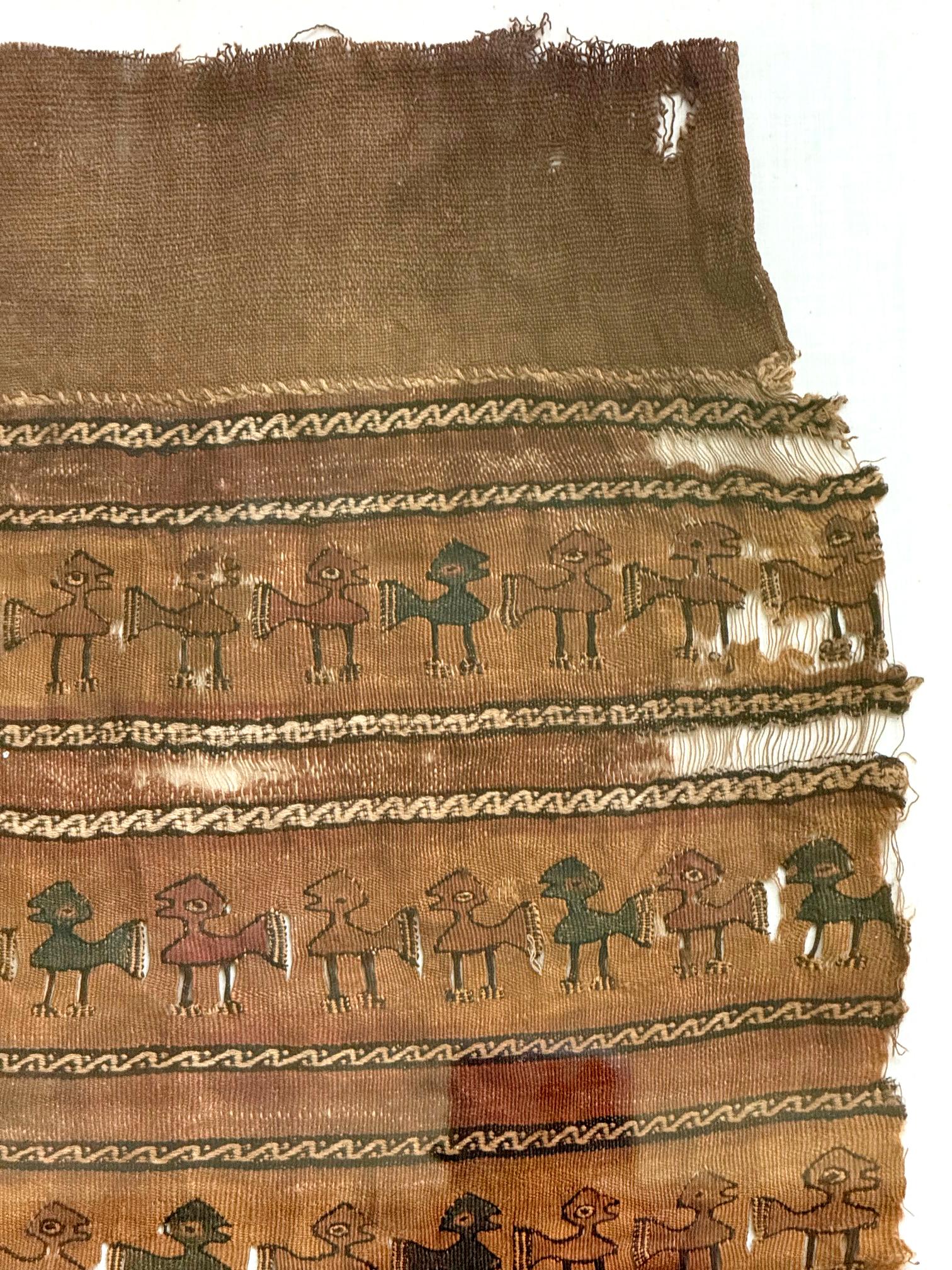 18th Century and Earlier Framed Large Pre-Columbian Woven Textile Fragment from Chimu Chancay Culture For Sale