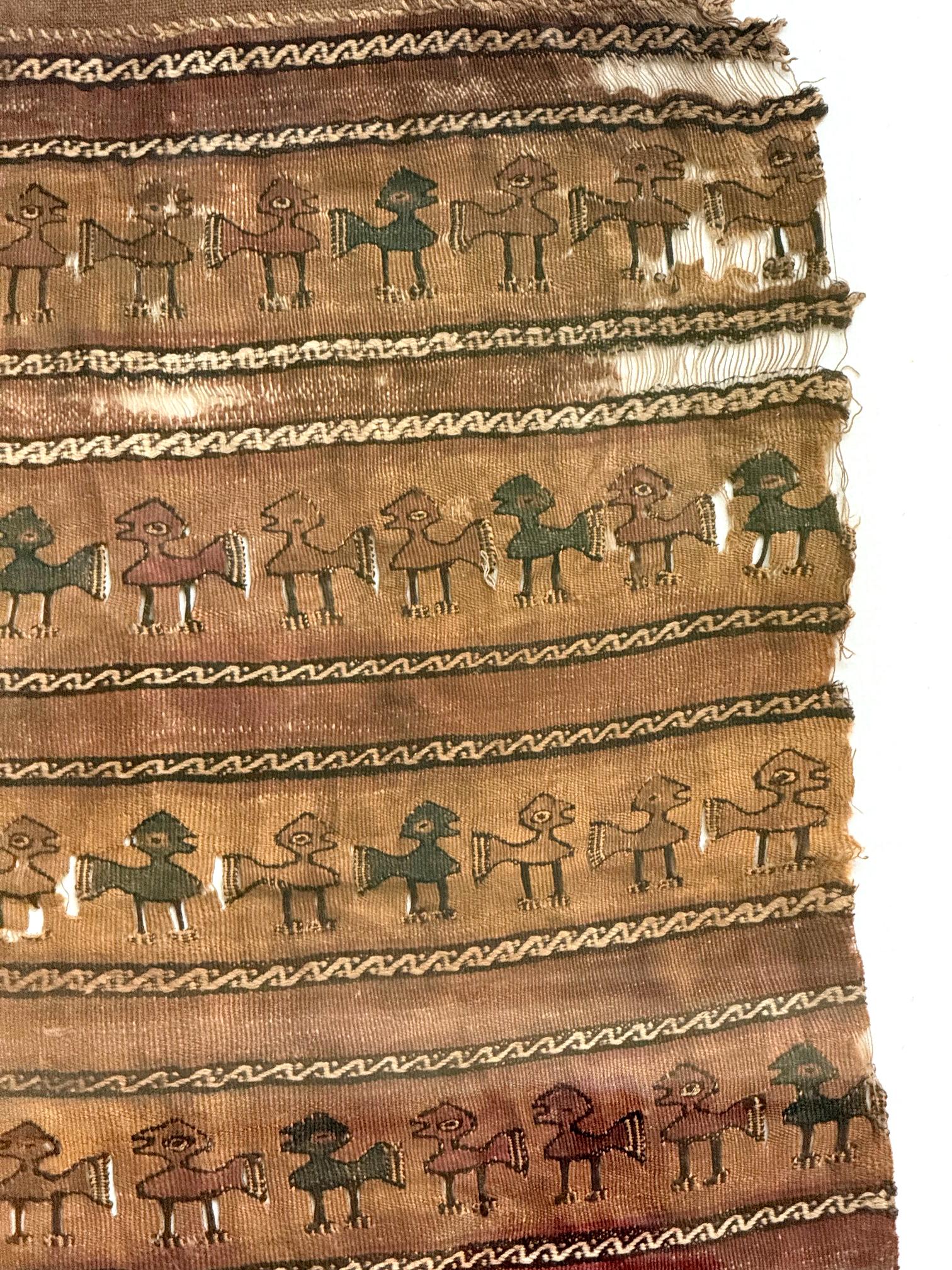 Framed Large Pre-Columbian Woven Textile Fragment from Chimu Chancay Culture For Sale 2