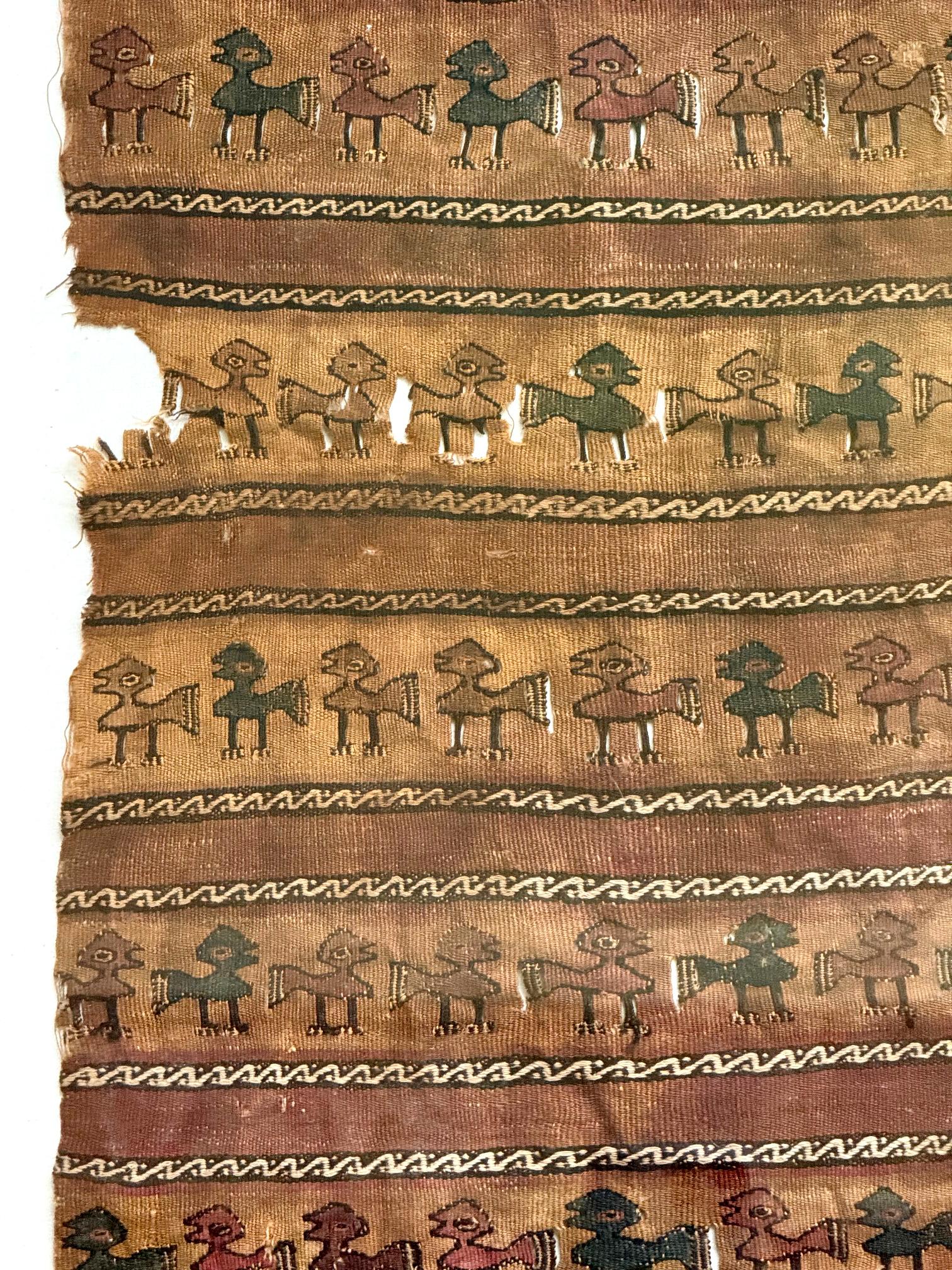 Framed Large Pre-Columbian Woven Textile Fragment from Chimu Chancay Culture For Sale 3