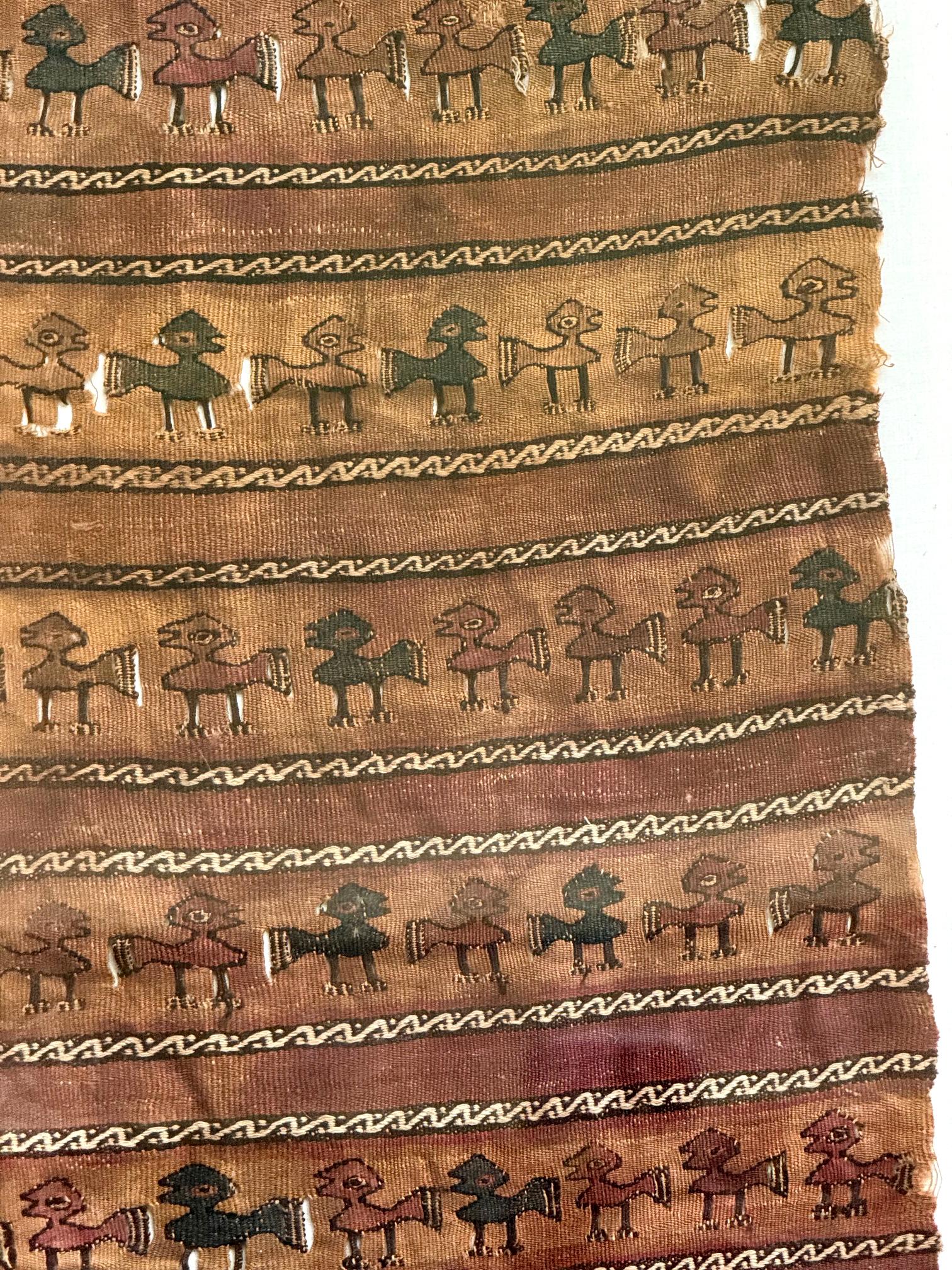 Framed Large Pre-Columbian Woven Textile Fragment from Chimu Chancay Culture For Sale 4