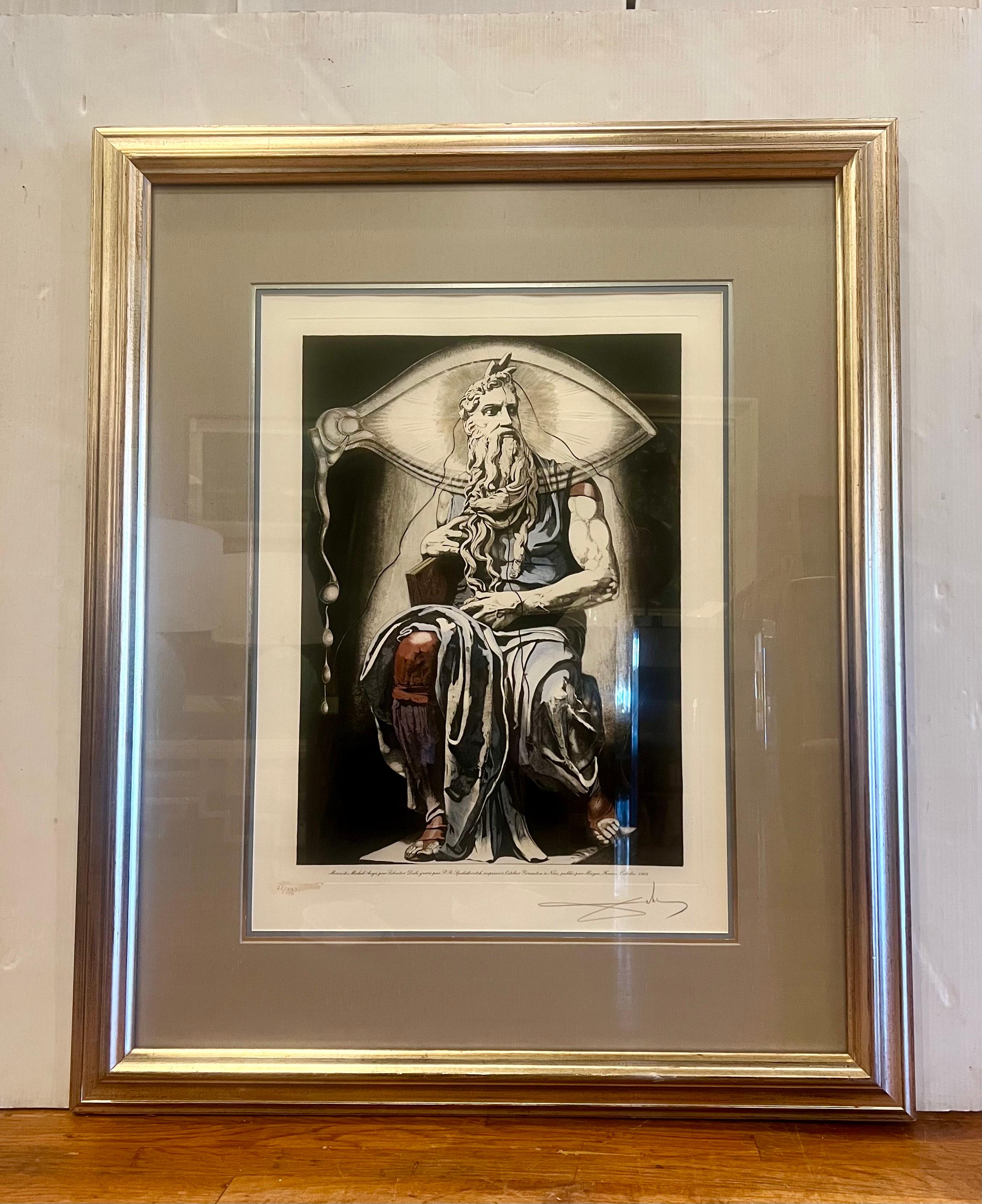 Gerahmt Großer Salvador Dali signiert & nummeriert 22/133 Moises De Miguel Angel, gerahmt im Zustand „Hervorragend“ im Angebot in San Diego, CA