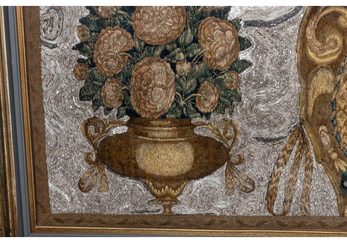 Framed Large Scale Antique Embroidered Panel For Sale 1