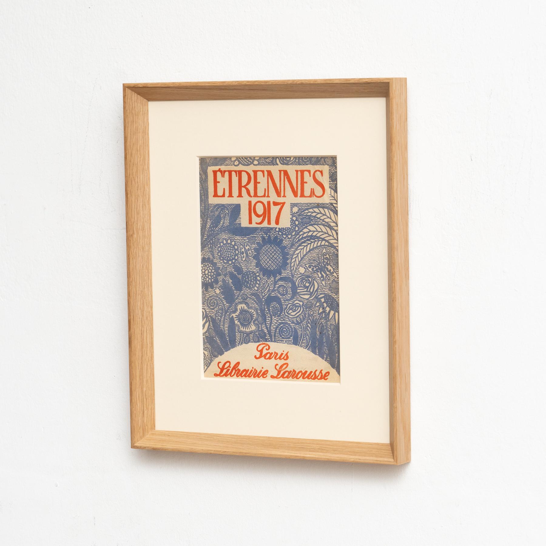 Gerahmtes Larousse-Kunstwerk, um 1930 (Moderne der Mitte des Jahrhunderts) im Angebot