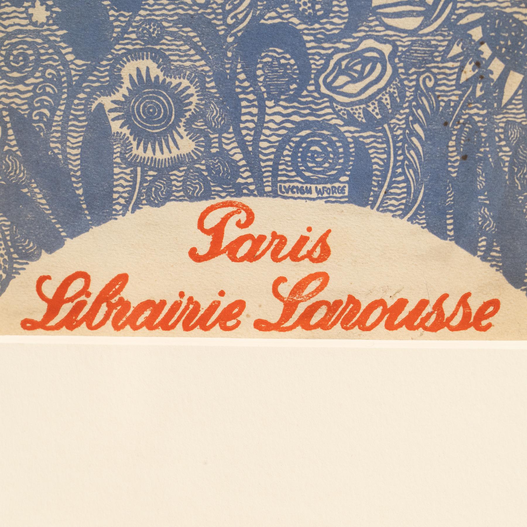 Gerahmtes Larousse-Kunstwerk, um 1930 (Holz) im Angebot