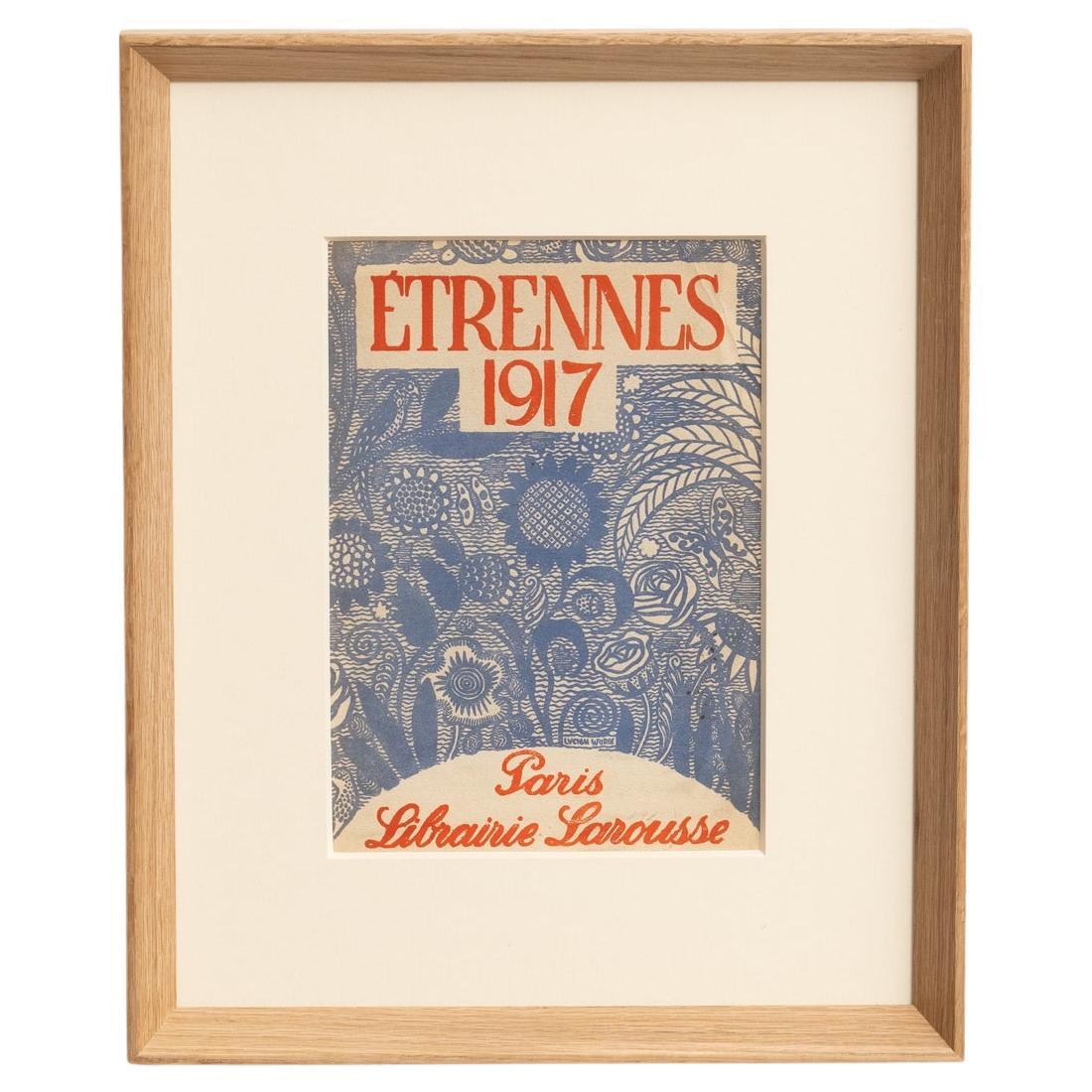 Framed Larousse Artwork, circa 1930 For Sale