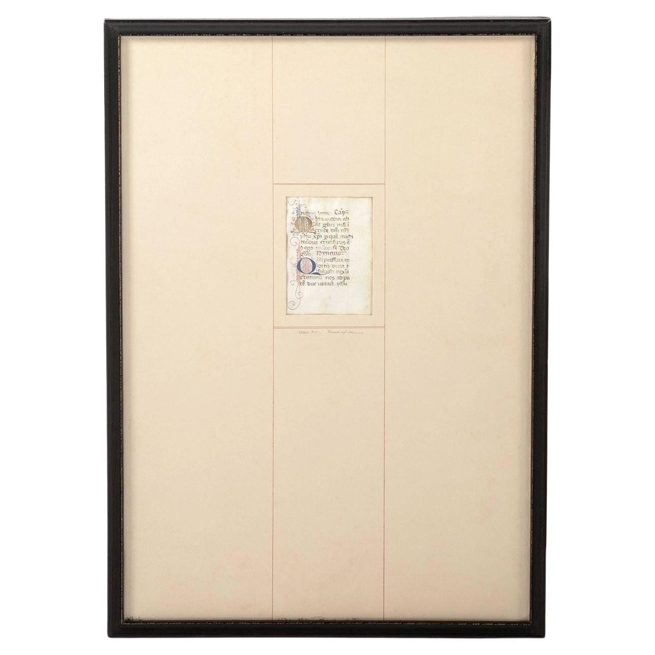 Framed Late 15th Century Illuminated Book of Hours Manuscript