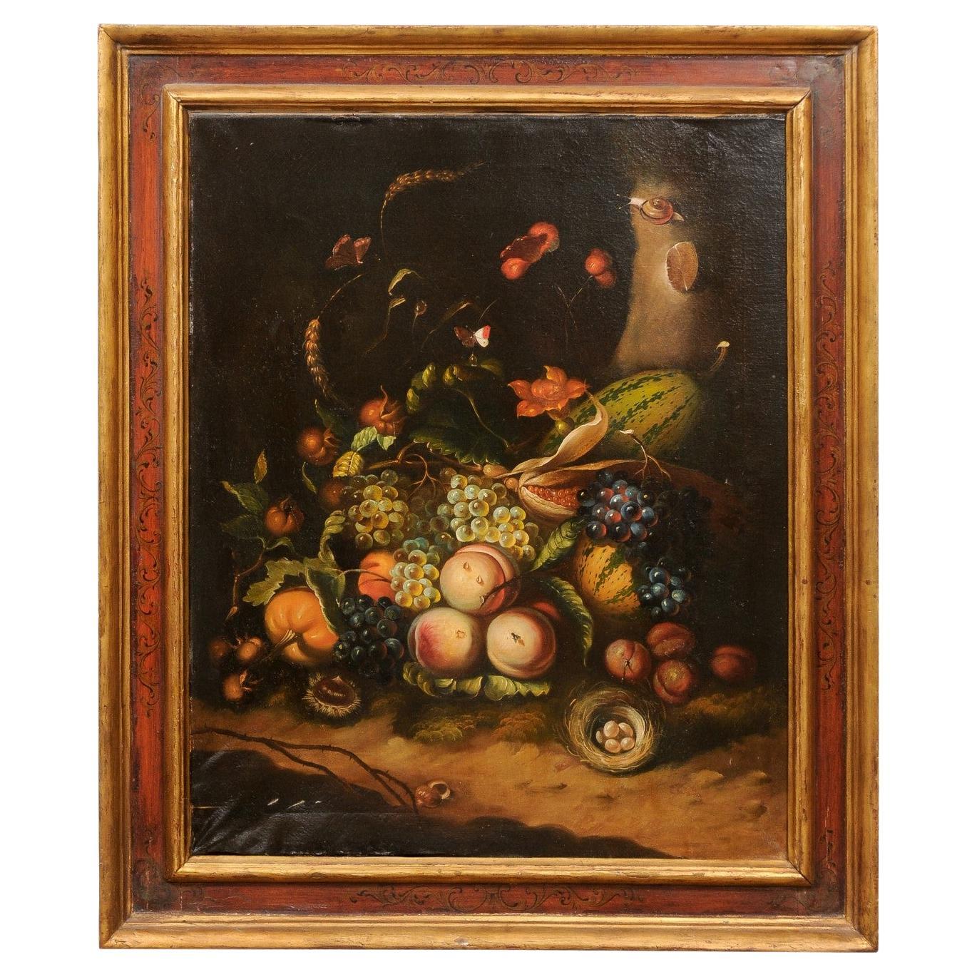 Framed Late 19th Century Oil on Canvas Still Life Painting For Sale