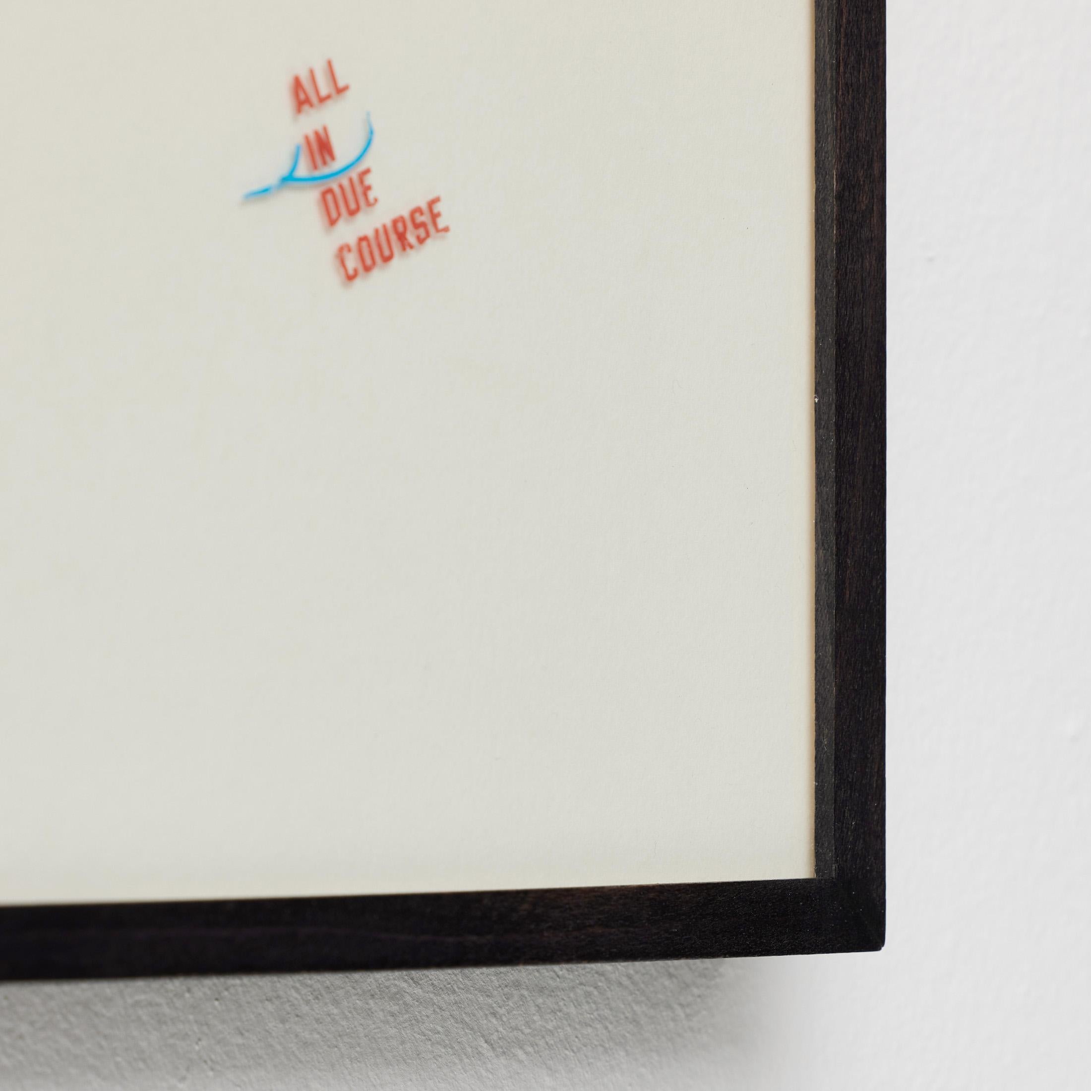 Gerahmtes Lawrence Weiner-Kunstwerk in limitierter Auflage, ALL IN DUE COURSE (Papier) im Angebot