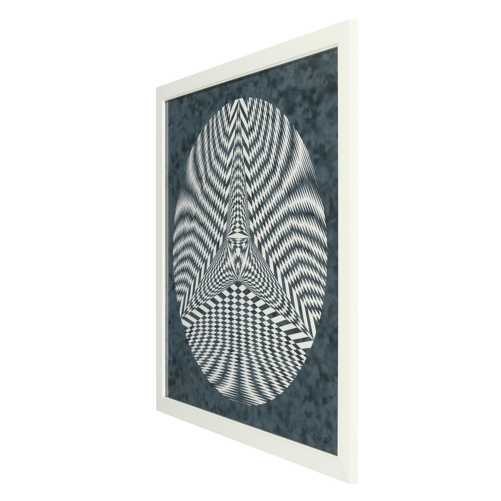 Ein einzigartiges Werk des ungarischen Künstlers Laszlo Molnar, das aus einem Stück Passepartoutkarton zu einer beeindruckenden Collage zusammengesetzt ist.