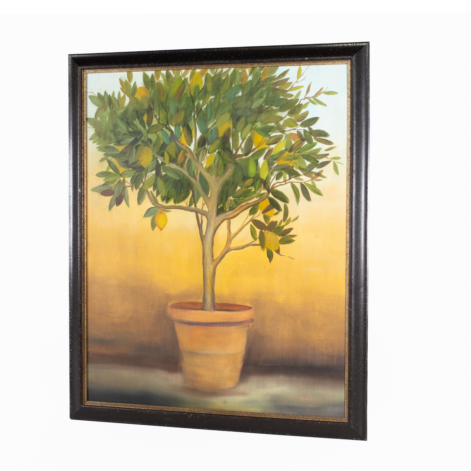 Modern Framed Lemon Tree Painting on Canvas For Sale