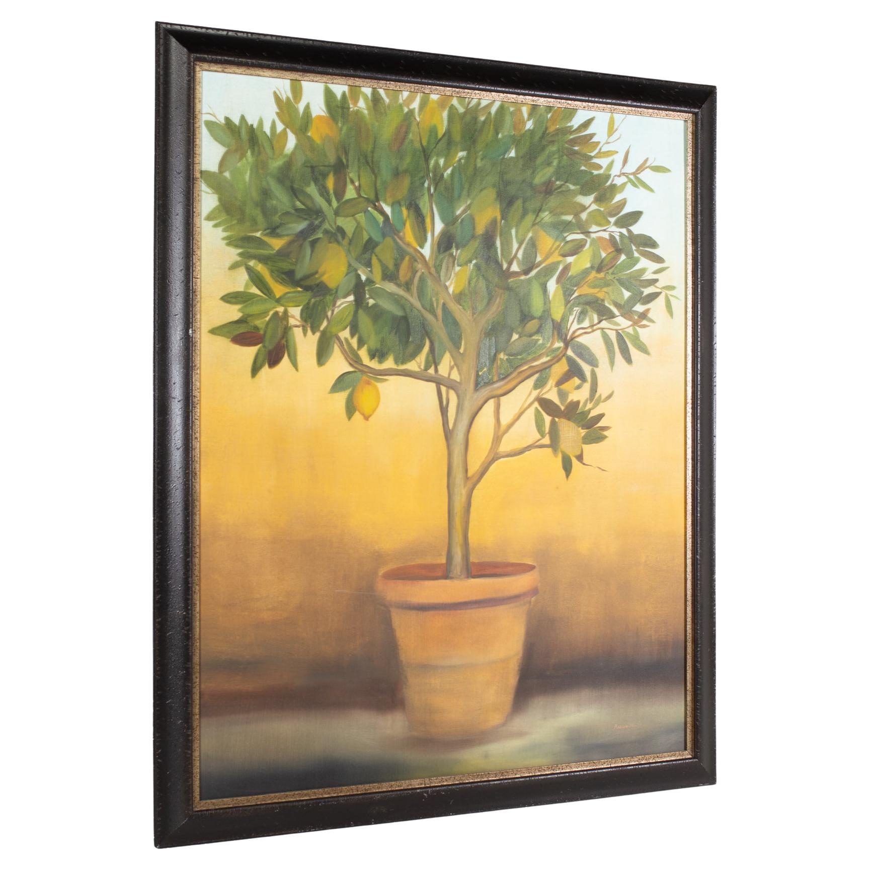 Framed Lemon Tree Painting on Canvas For Sale