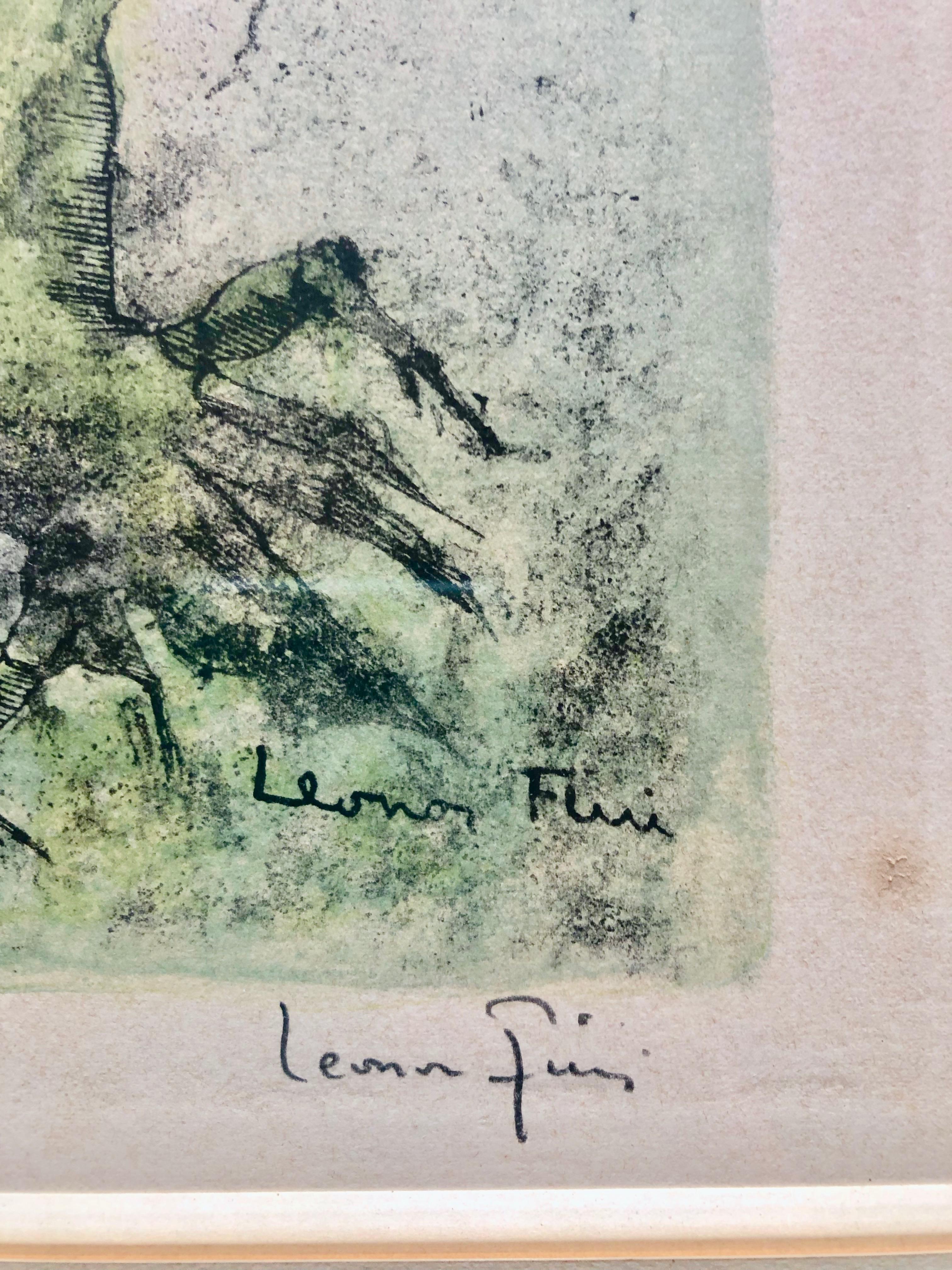 Framed Leonor Fini Lithograph, 7 Fantastic Faces, Original Signature by Artist In Good Condition For Sale In Petaluma, CA