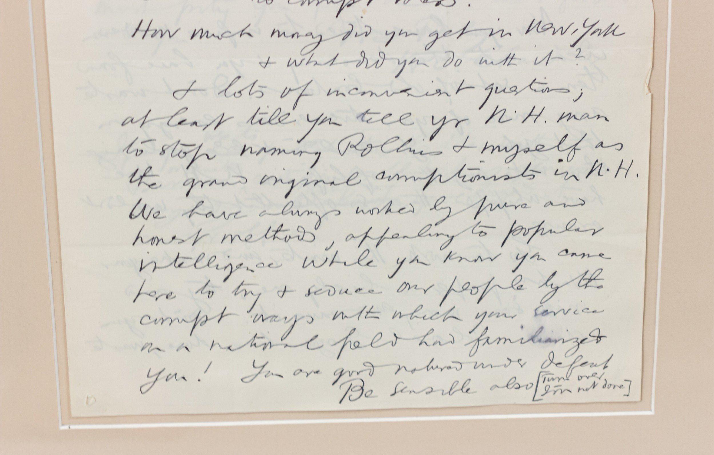 Modern Framed Letter from the 1880s For Sale