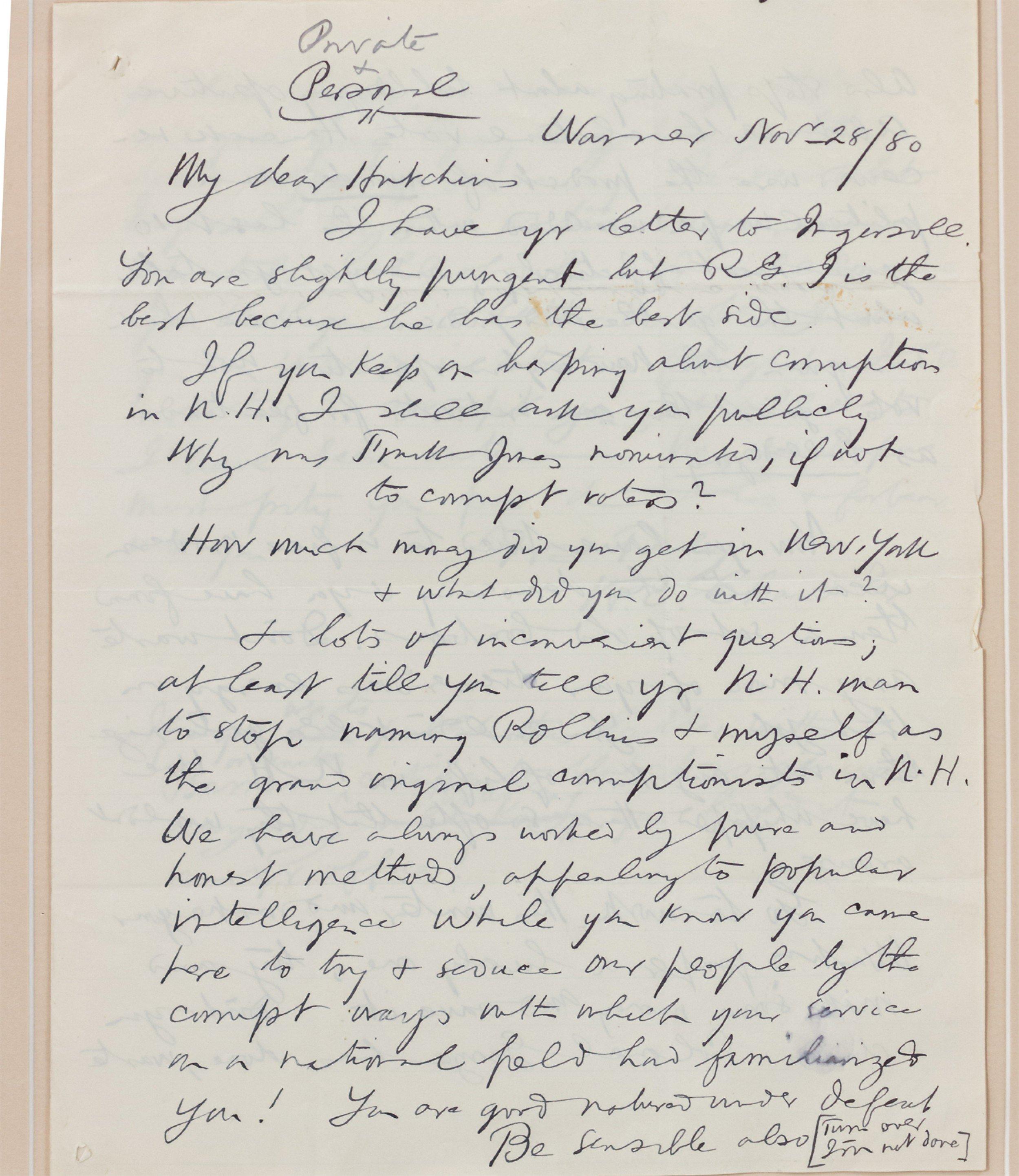 Americano Lettera incorniciata del 1880 in vendita