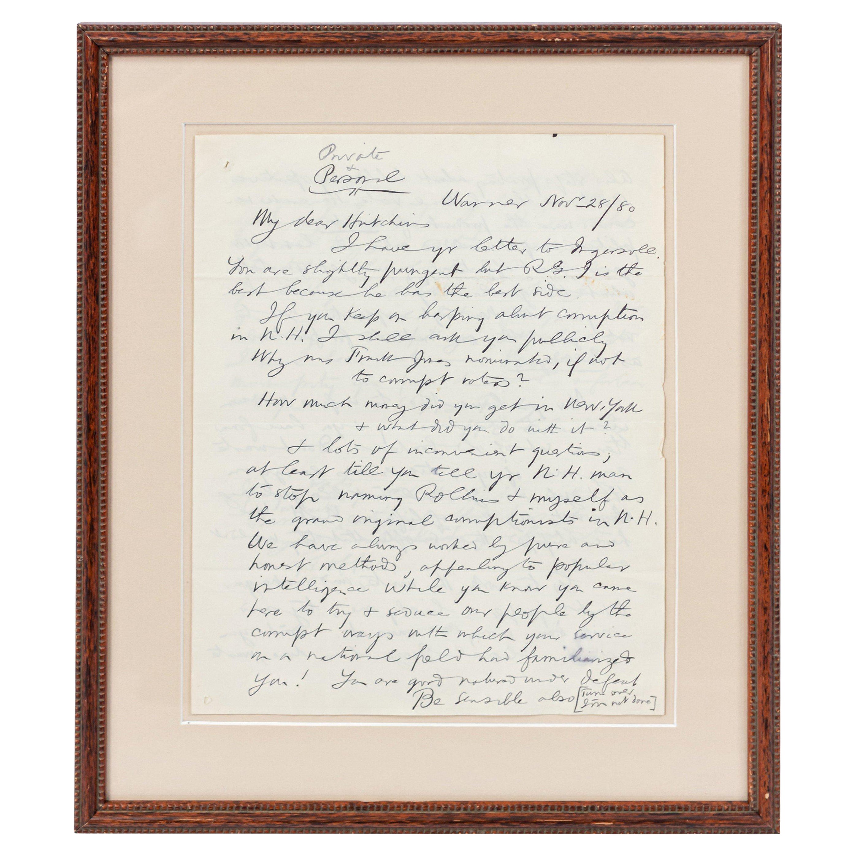 Gerahmter Brief aus den 1880er Jahren