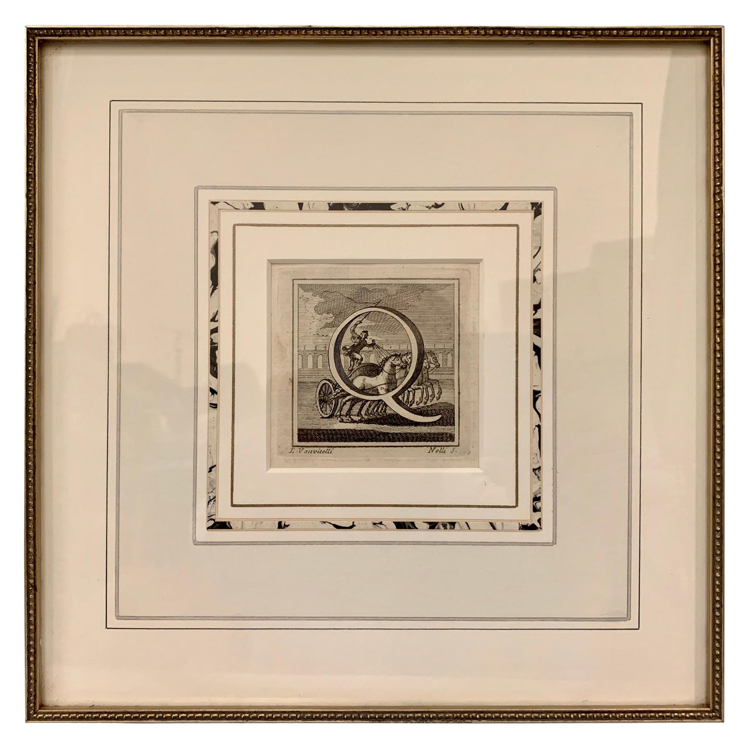 The Letter "Q" an Engraving by L. Vanvitelli,  1771