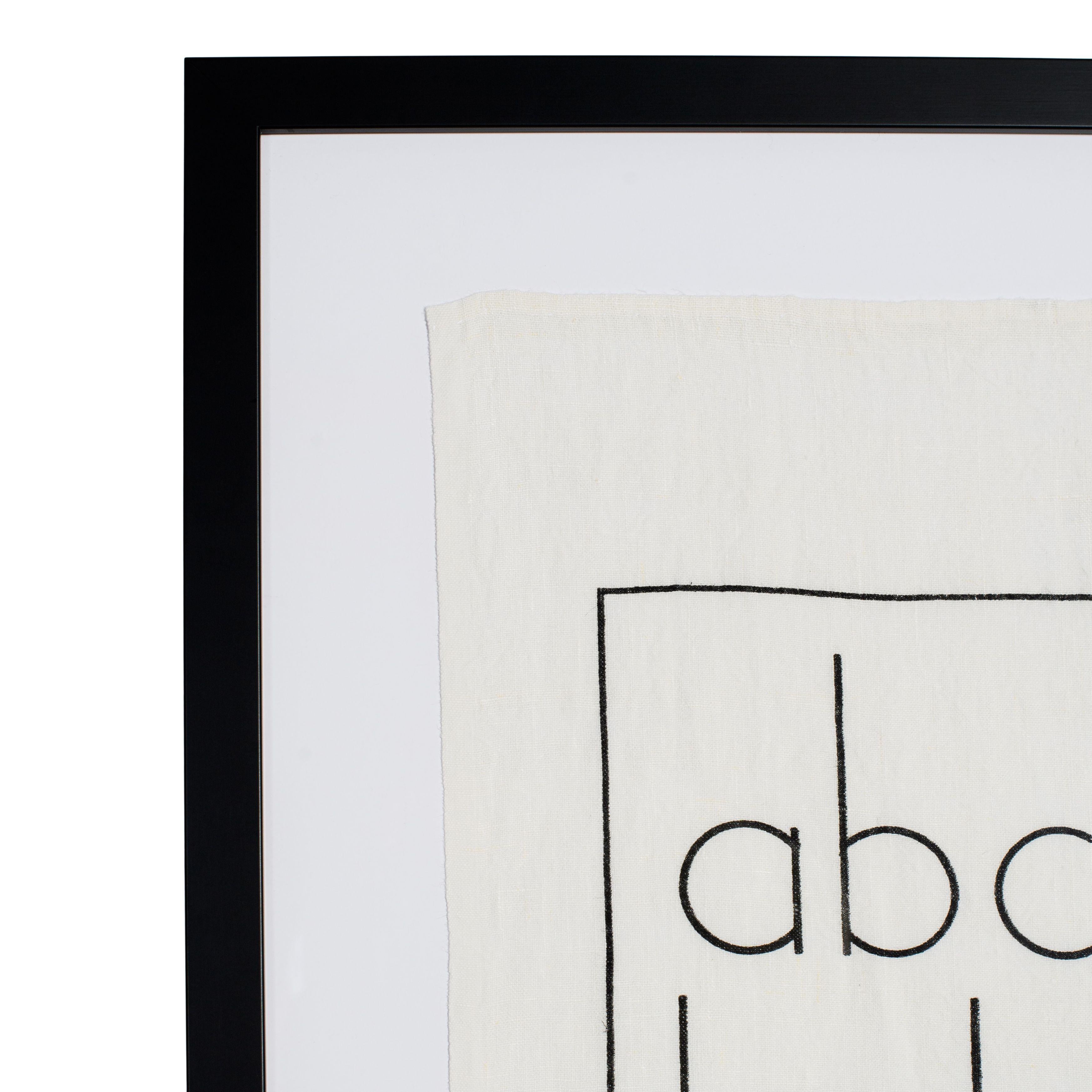 American Framed Letters and Numbers Print on Linen For Sale