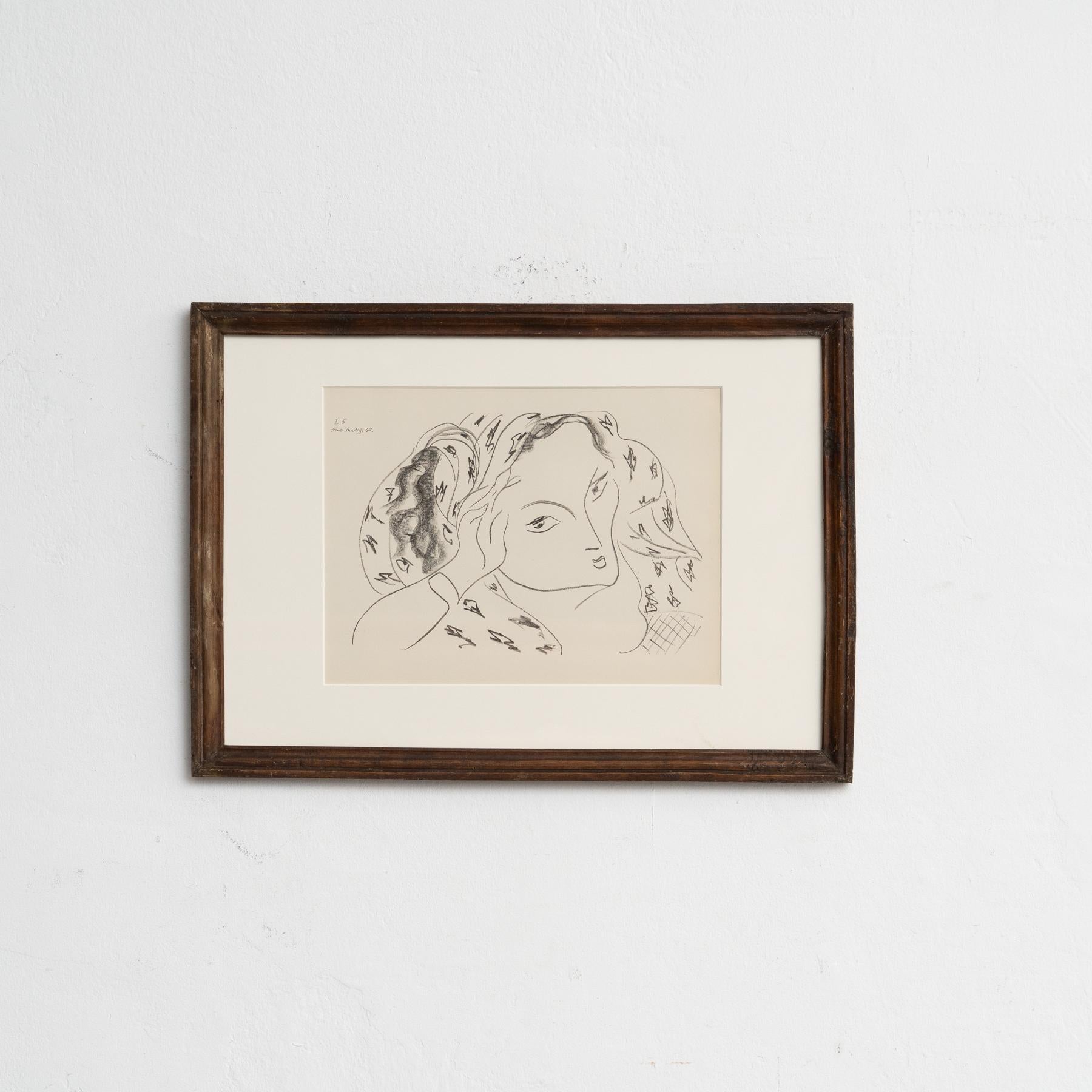 Litografia / lastra dal libro Dessins: Themes et Variations.
Edito da Martin Fabiani (Parigi) nel 1943.

In buone condizioni originali.

Incorniciato.

Henri Matisse (1869-1954) è stato un artista francese, noto per l'uso del colore e per la sua