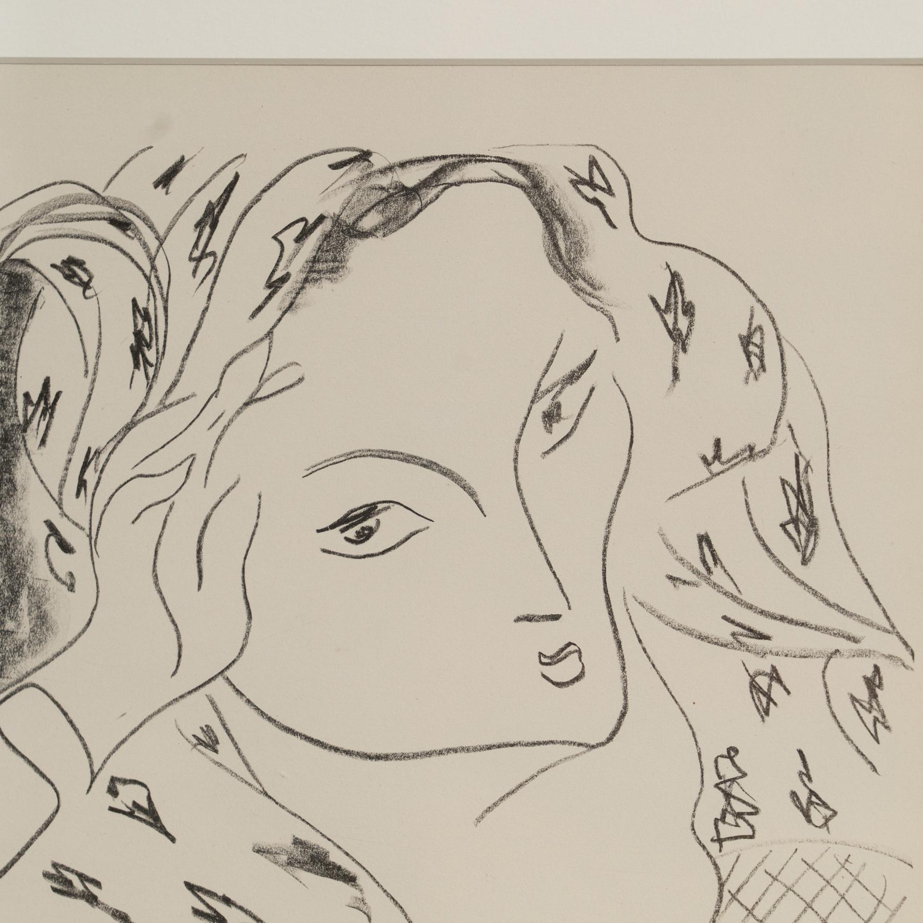 Litografia incorniciata su disegno originale di Matisse In condizioni buone in vendita a Barcelona, Barcelona