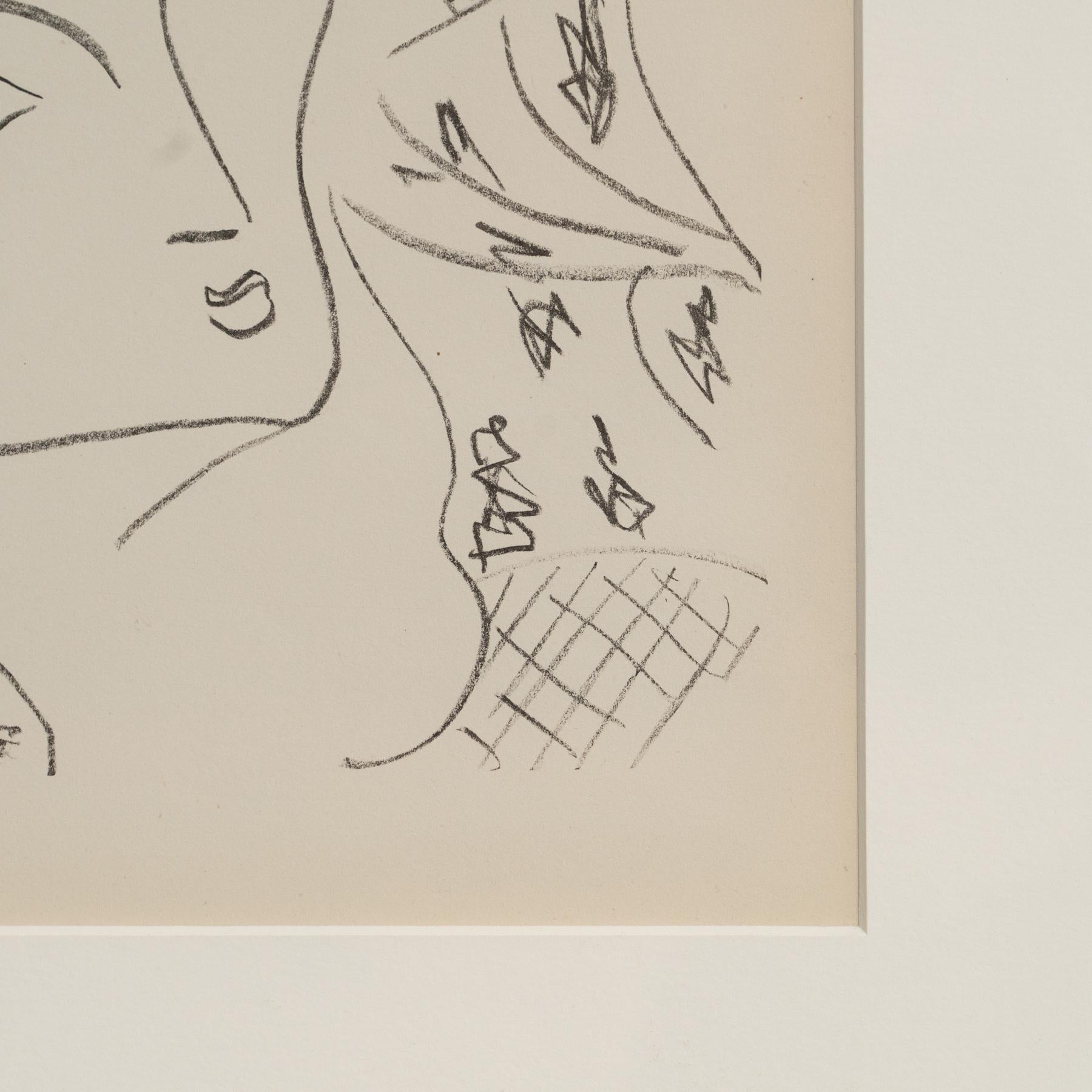Metà XX secolo Litografia incorniciata su disegno originale di Matisse in vendita