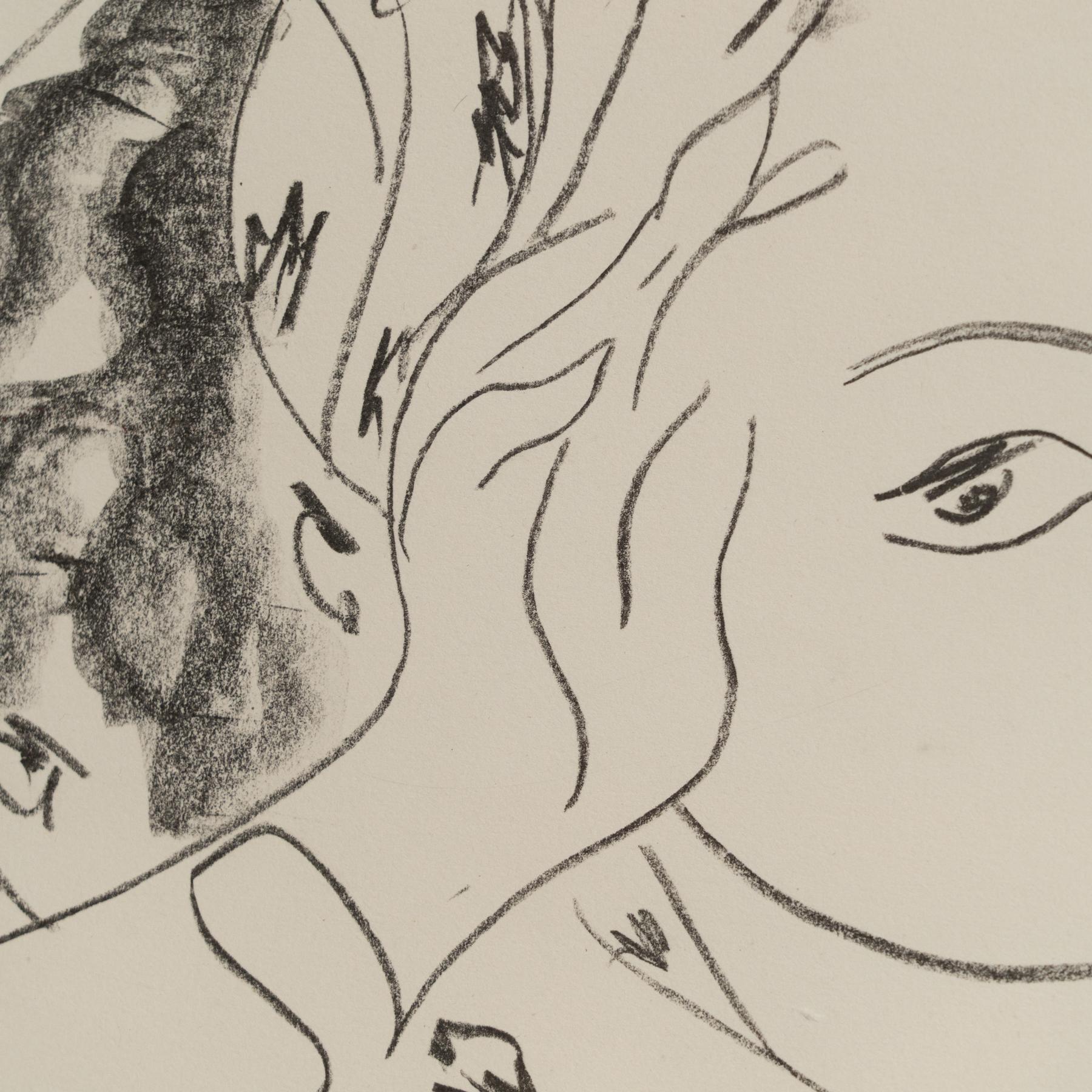 Carta Litografia incorniciata su disegno originale di Matisse in vendita