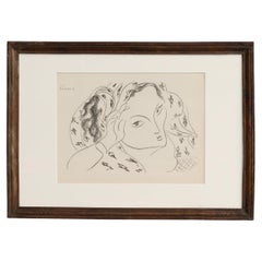 Lithographie encadrée d'après un dessin original de Matisse