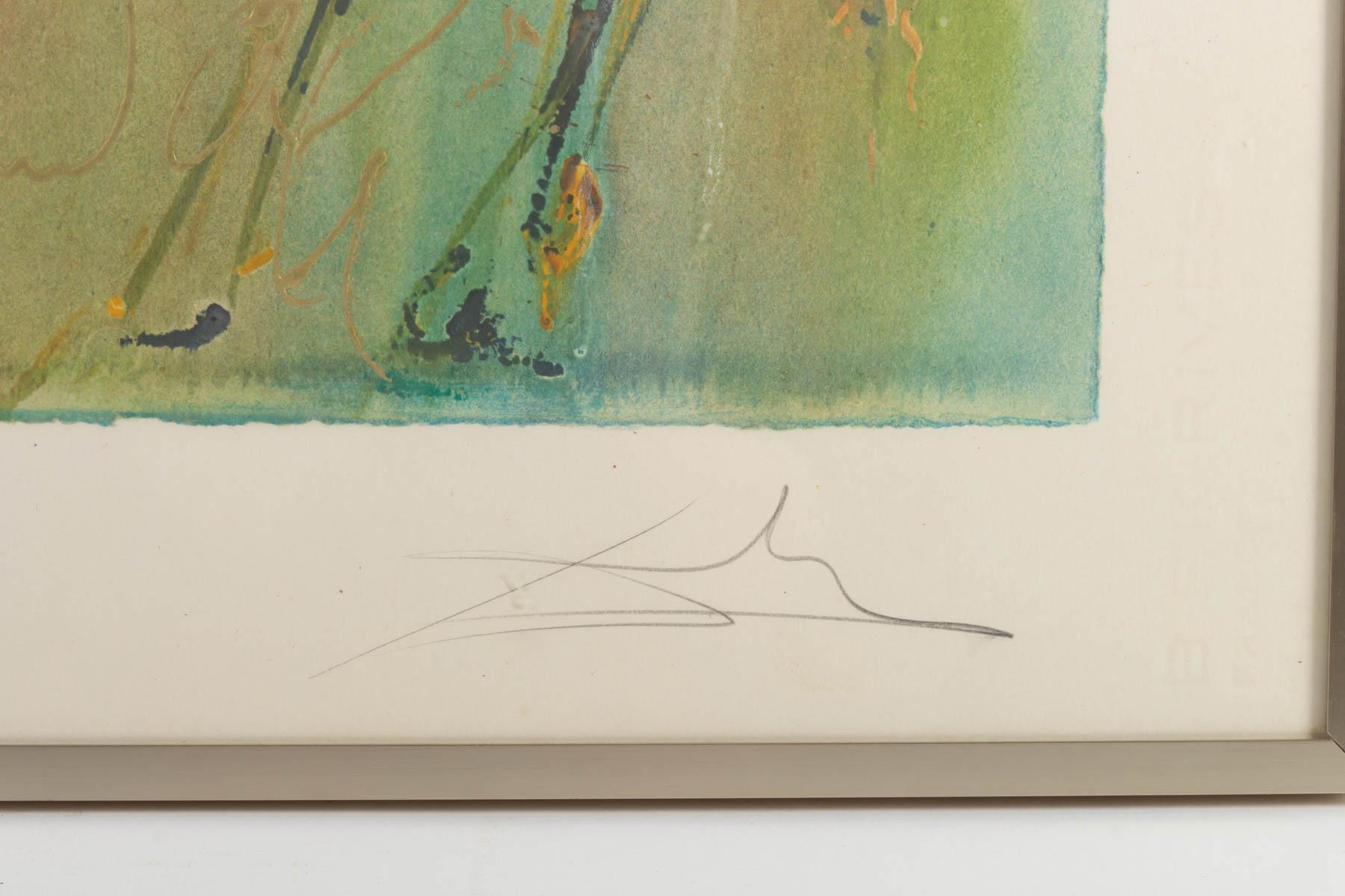 Gerahmte Lithographie von Dali, signiert und nummeriert, 20. Jahrhundert (Gepresst)
