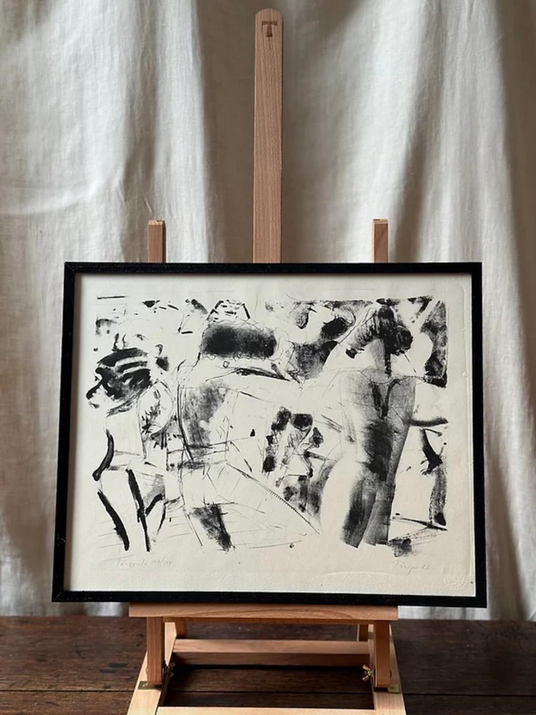 Framed Lithograph, Dance Company Leipzig, By Dietrich Burger (b 1935) , German In Good Condition For Sale In London, England