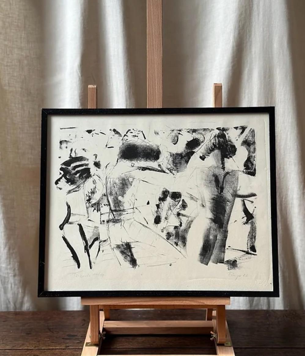 20th Century Framed Lithograph, Dance Company Leipzig, By Dietrich Burger (b 1935) , German For Sale