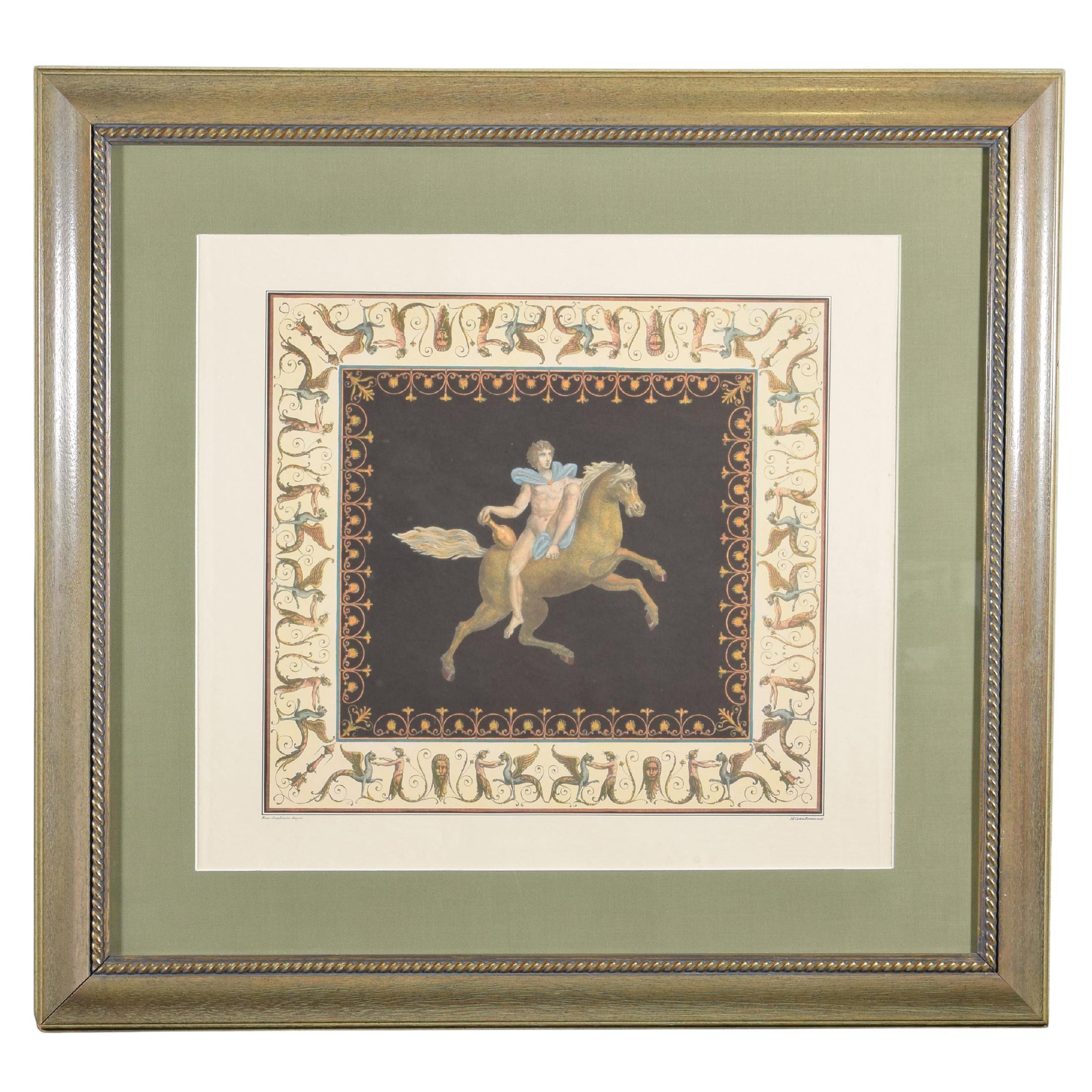 Framed lithograph, fresco from Nero's Domus Aurea (Rome)...