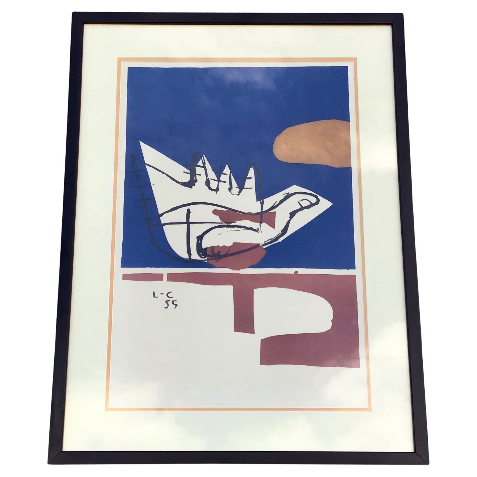 Litografia incorniciata "Mano aperta" di Le Corbusier, circa 1955, firmata e datata in vendita