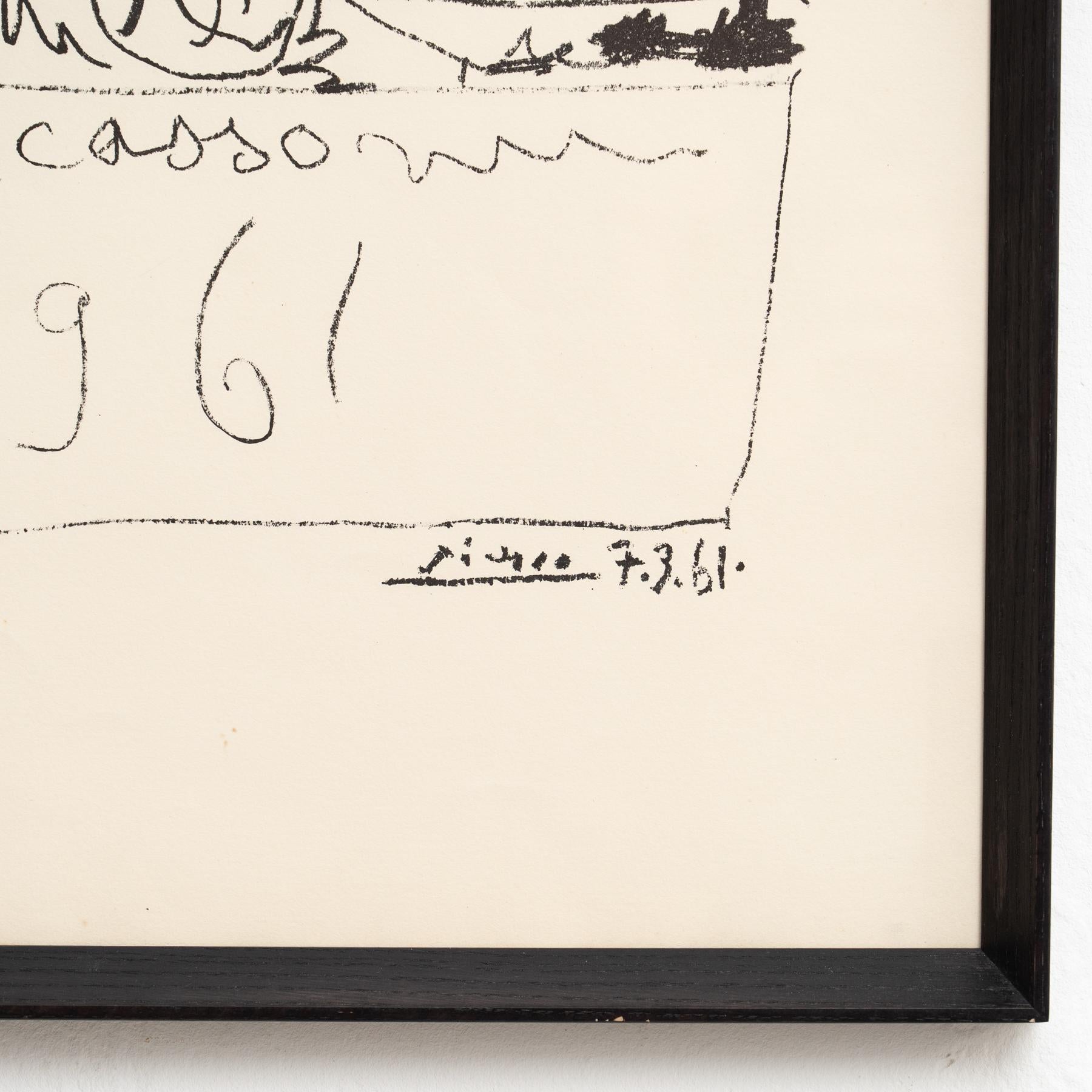 Poster litografico incorniciato della mostra Disegni di Picasso, circa 1961 in vendita 1