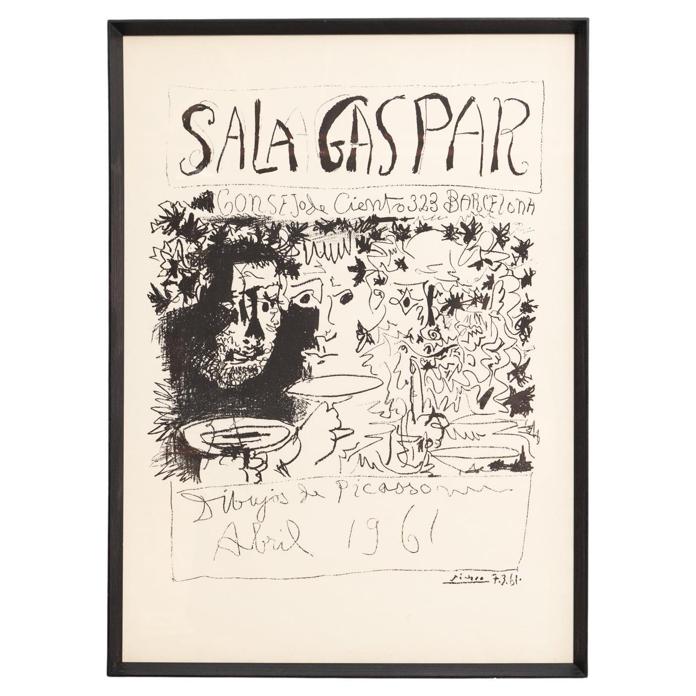 Framed Lithographic Poster of the exhibition Drawings by Picasso, circa 1961