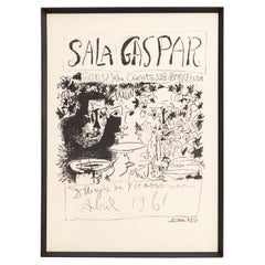 Framed Lithographic Poster of the exhibition Drawings by Picasso, circa 1961