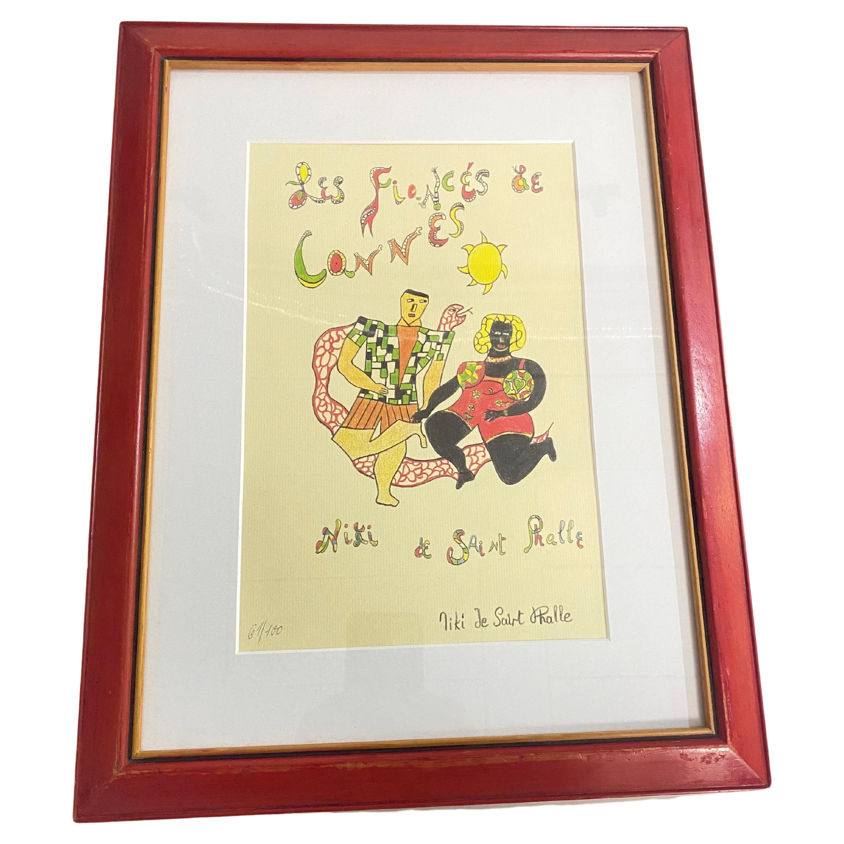 Lithographie encadrée de Niki de Saint Phalle, 1972, signée par l'artiste en vente